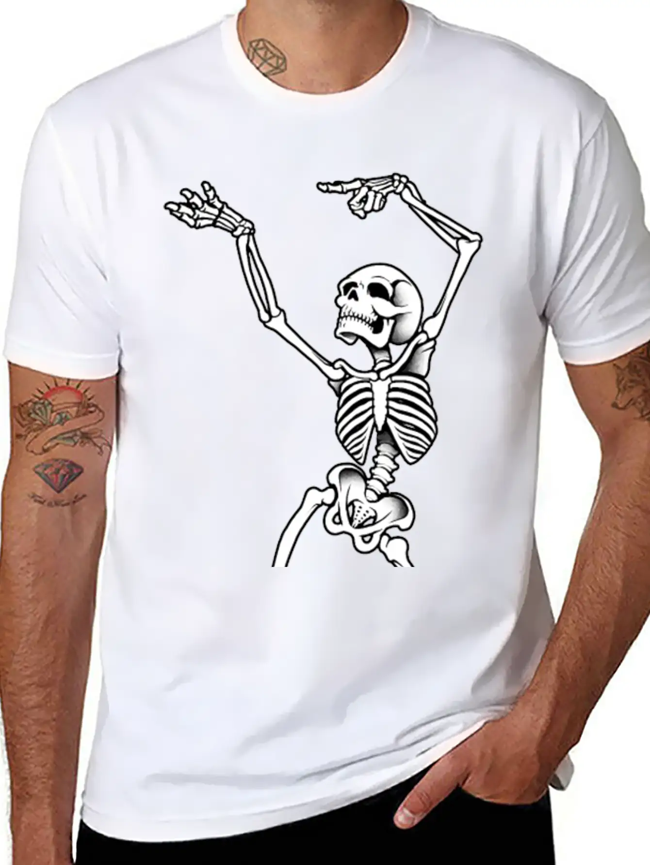 Dancing Skeleton Casual Graphic T-Shirt – Simple And Comfortable Daily Wear