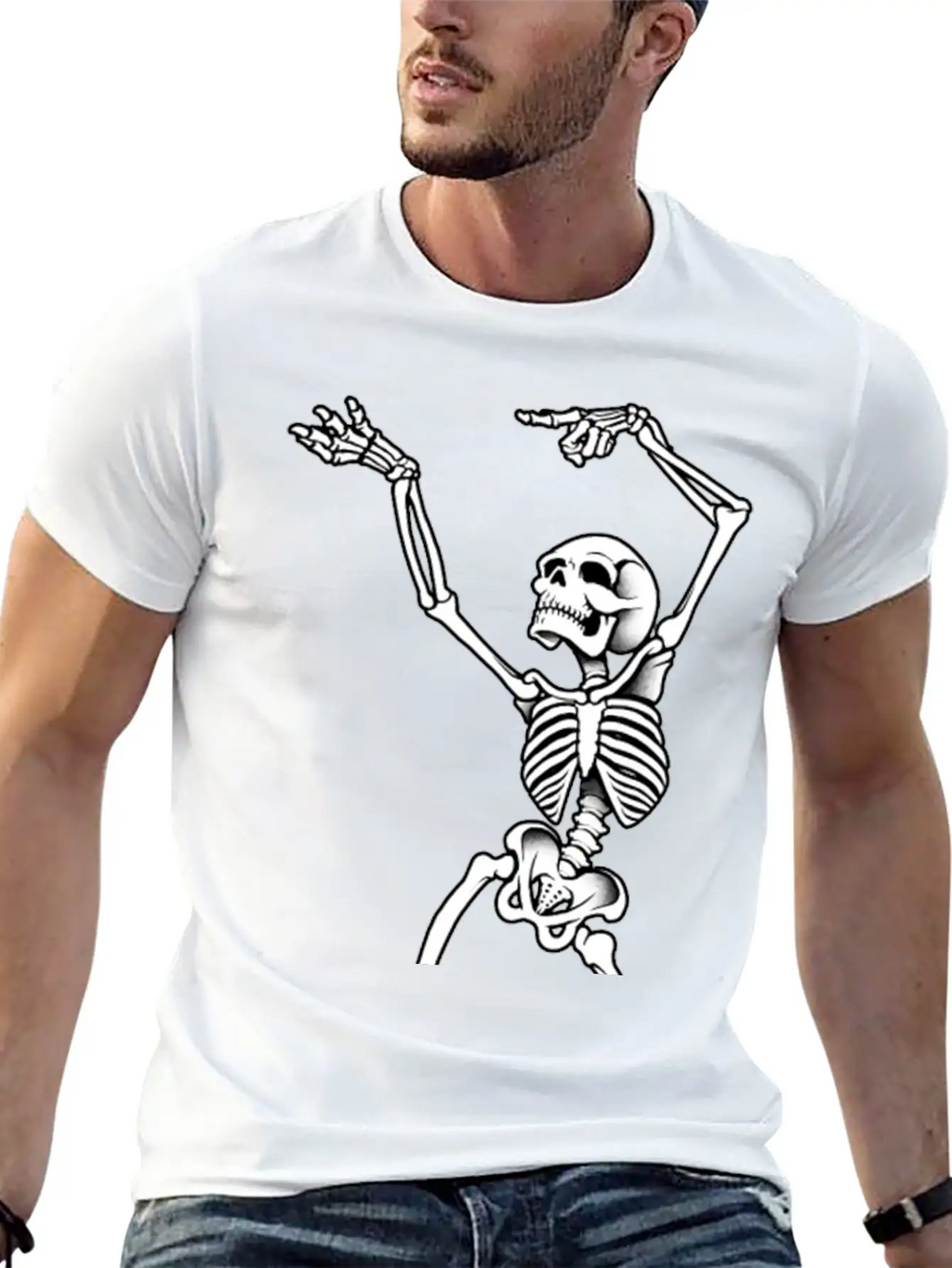 Dancing Skeleton Casual Graphic T-Shirt – Simple And Comfortable Daily Wear