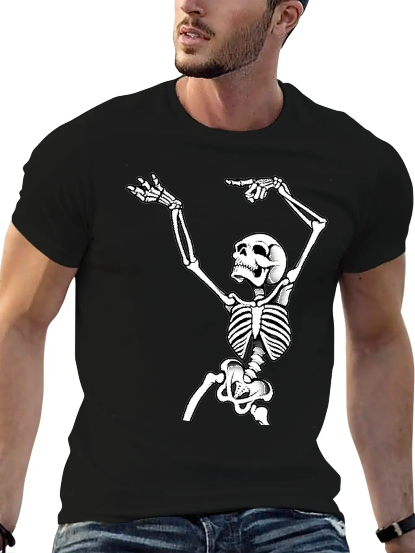 Dancing Skeleton Casual Graphic T-Shirt – Simple And Comfortable Daily Wear