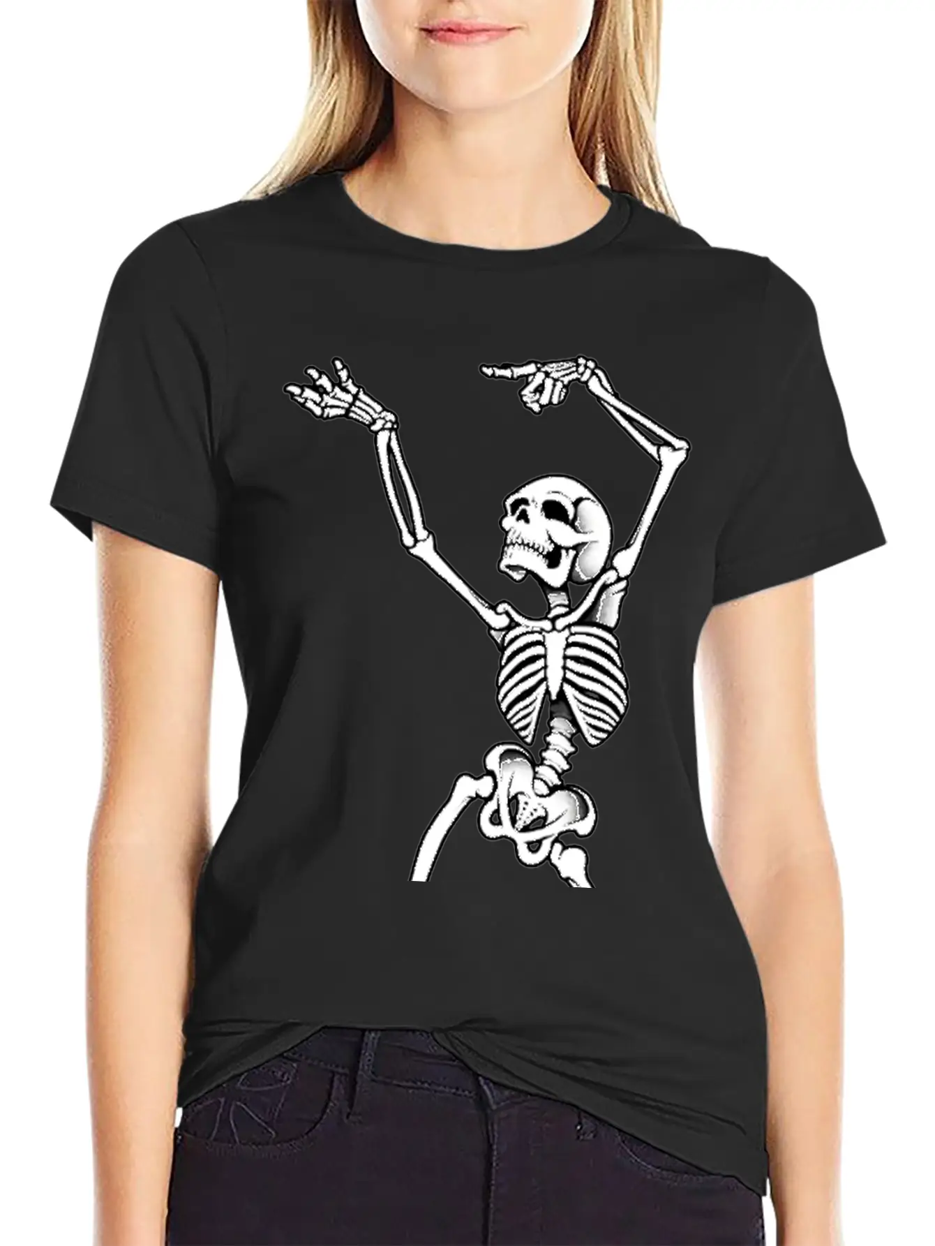 Dancing Skeleton Casual Graphic T-Shirt – Simple And Comfortable Daily Wear