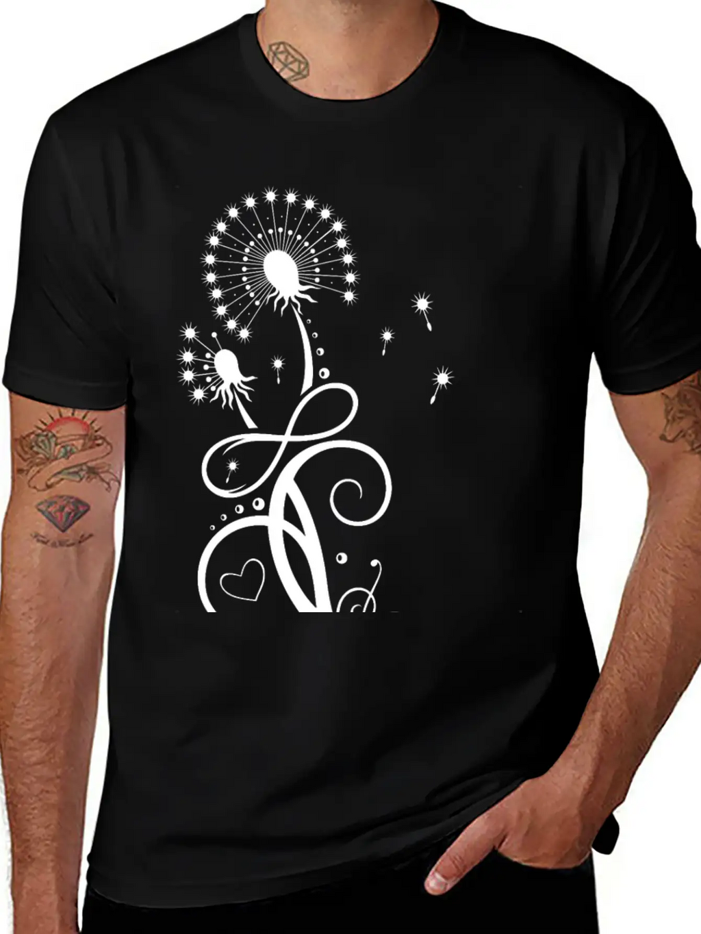 Dandelion With Infinity Symbol Casual Graphic T-Shirt – Simple And Comfortable Daily Wear