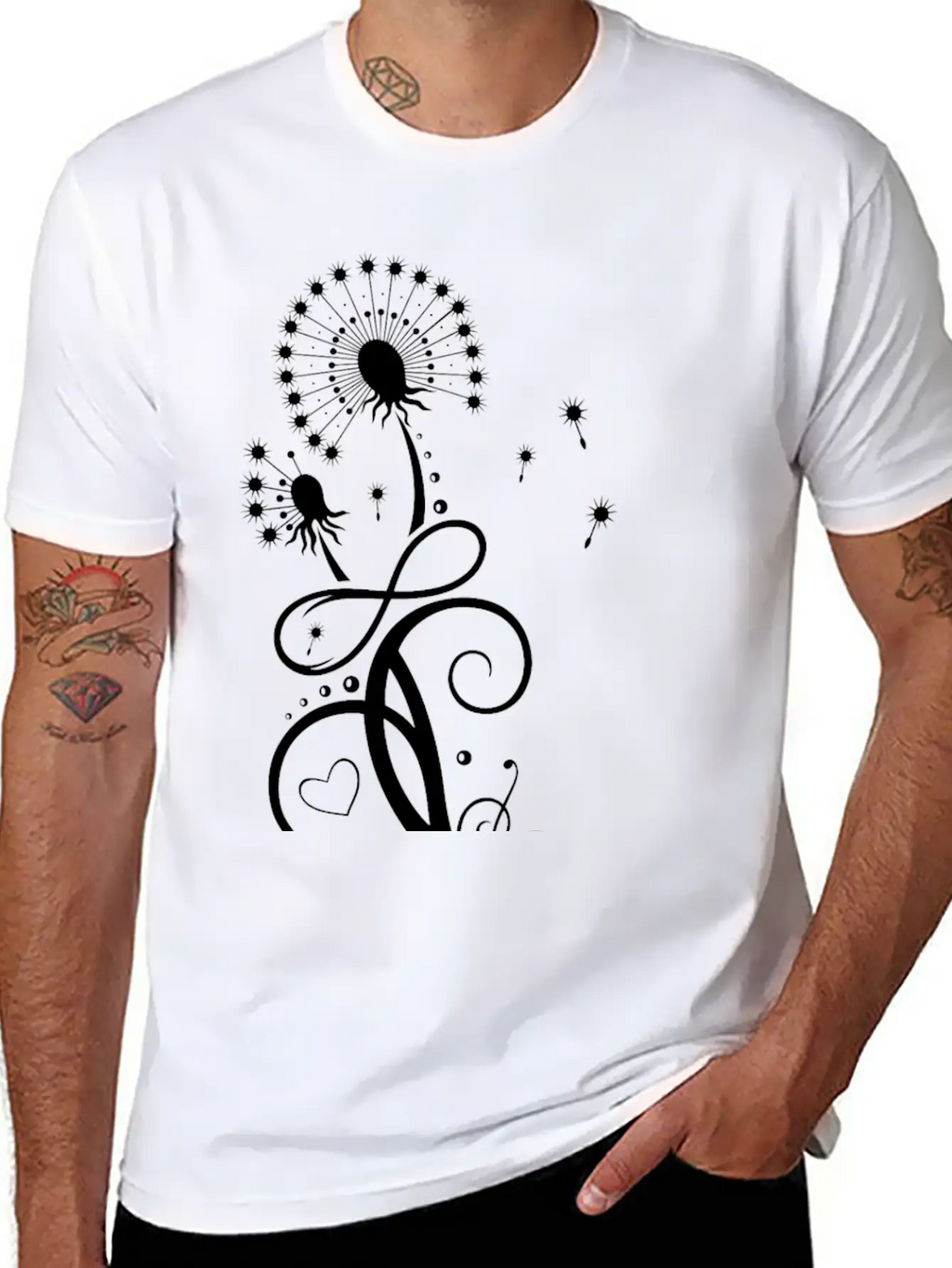 Dandelion With Infinity Symbol Casual Graphic T-Shirt – Simple And Comfortable Daily Wear