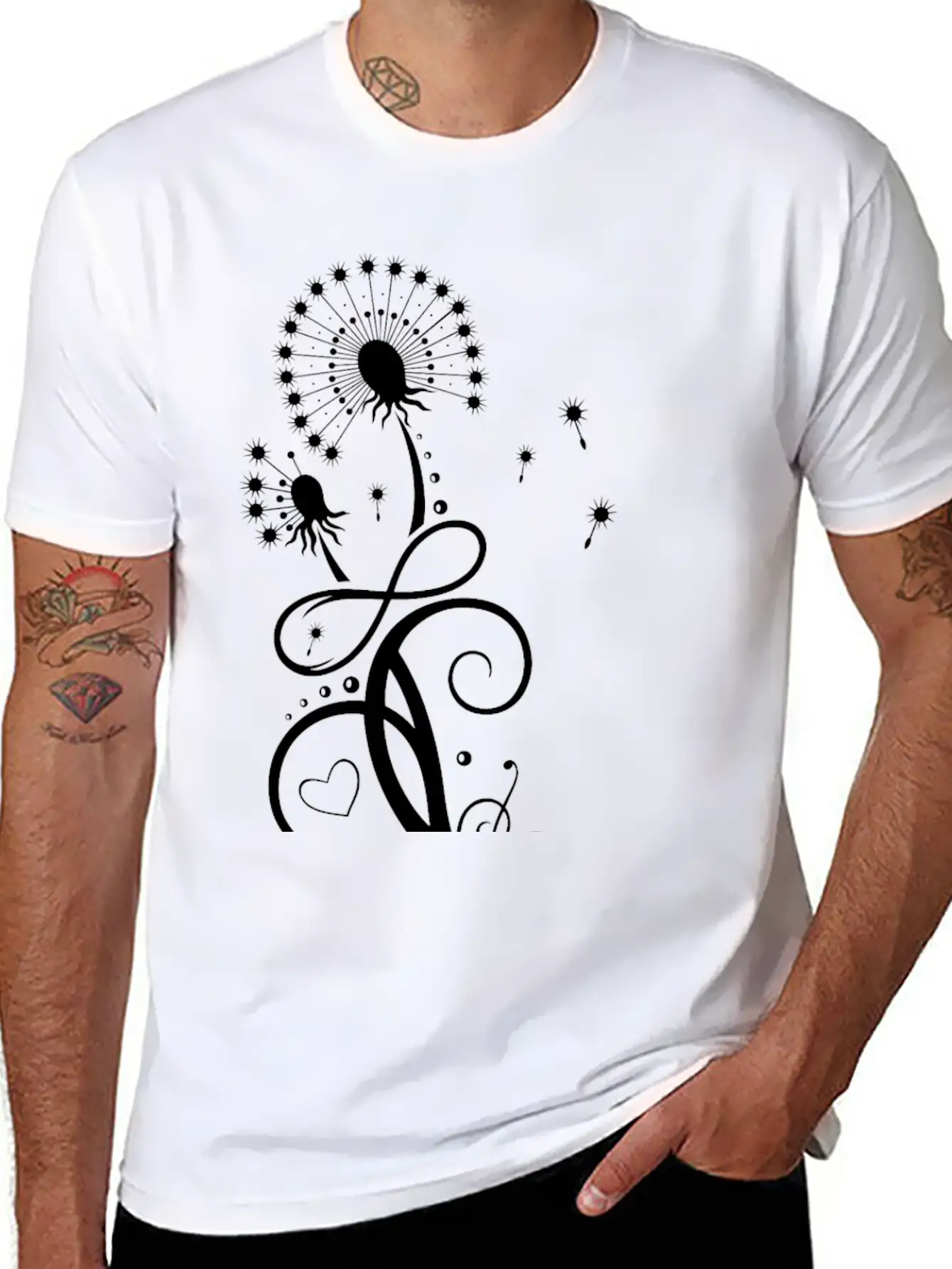 Dandelion With Infinity Symbol Casual Graphic T-Shirt – Simple And Comfortable Daily Wear
