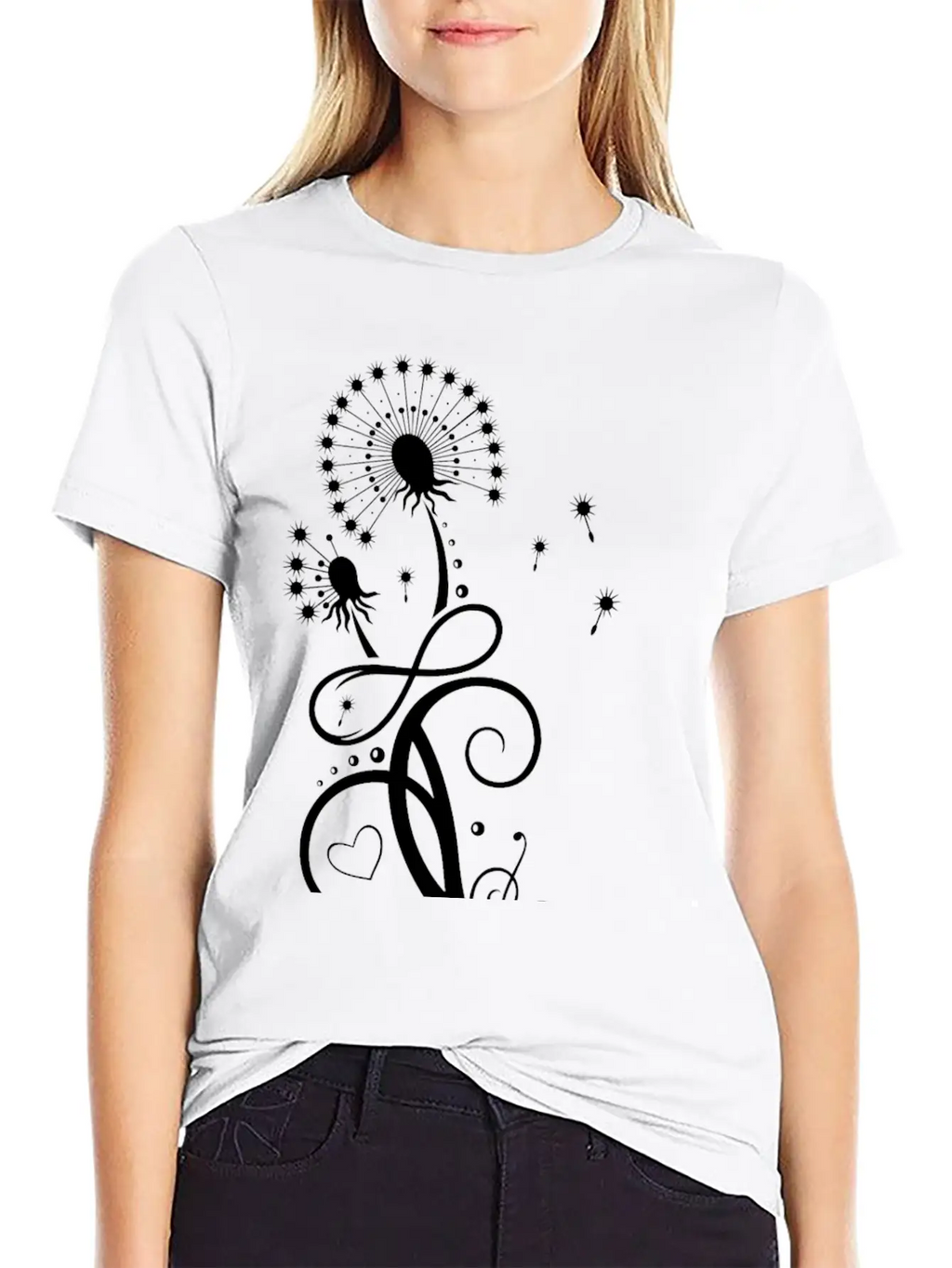 Dandelion With Infinity Symbol Casual Graphic T-Shirt – Simple And Comfortable Daily Wear