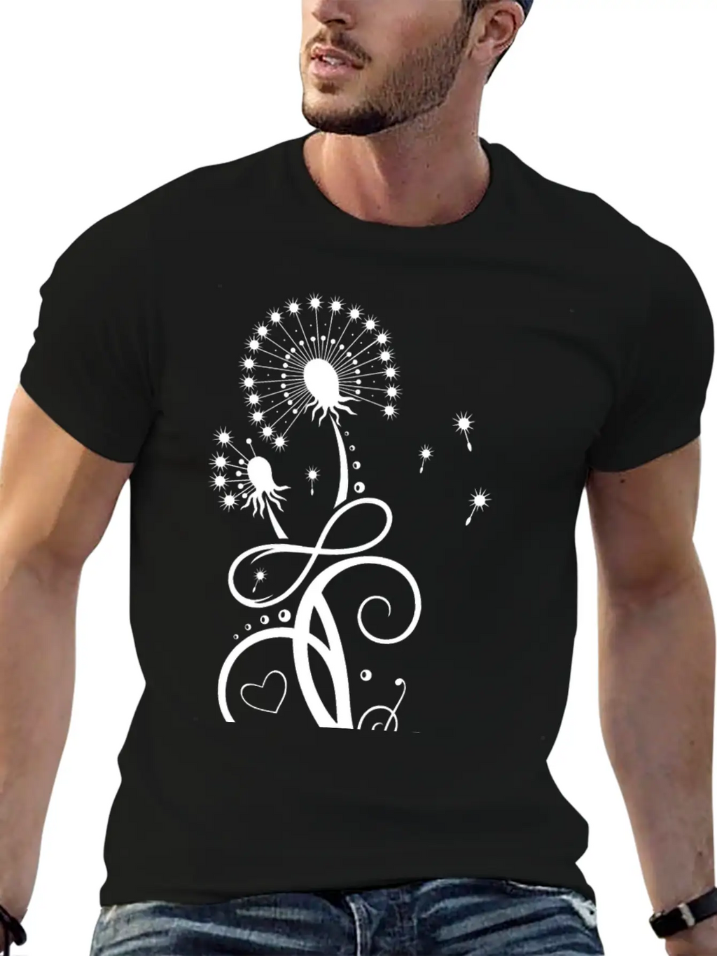 Dandelion With Infinity Symbol Casual Graphic T-Shirt – Simple And Comfortable Daily Wear