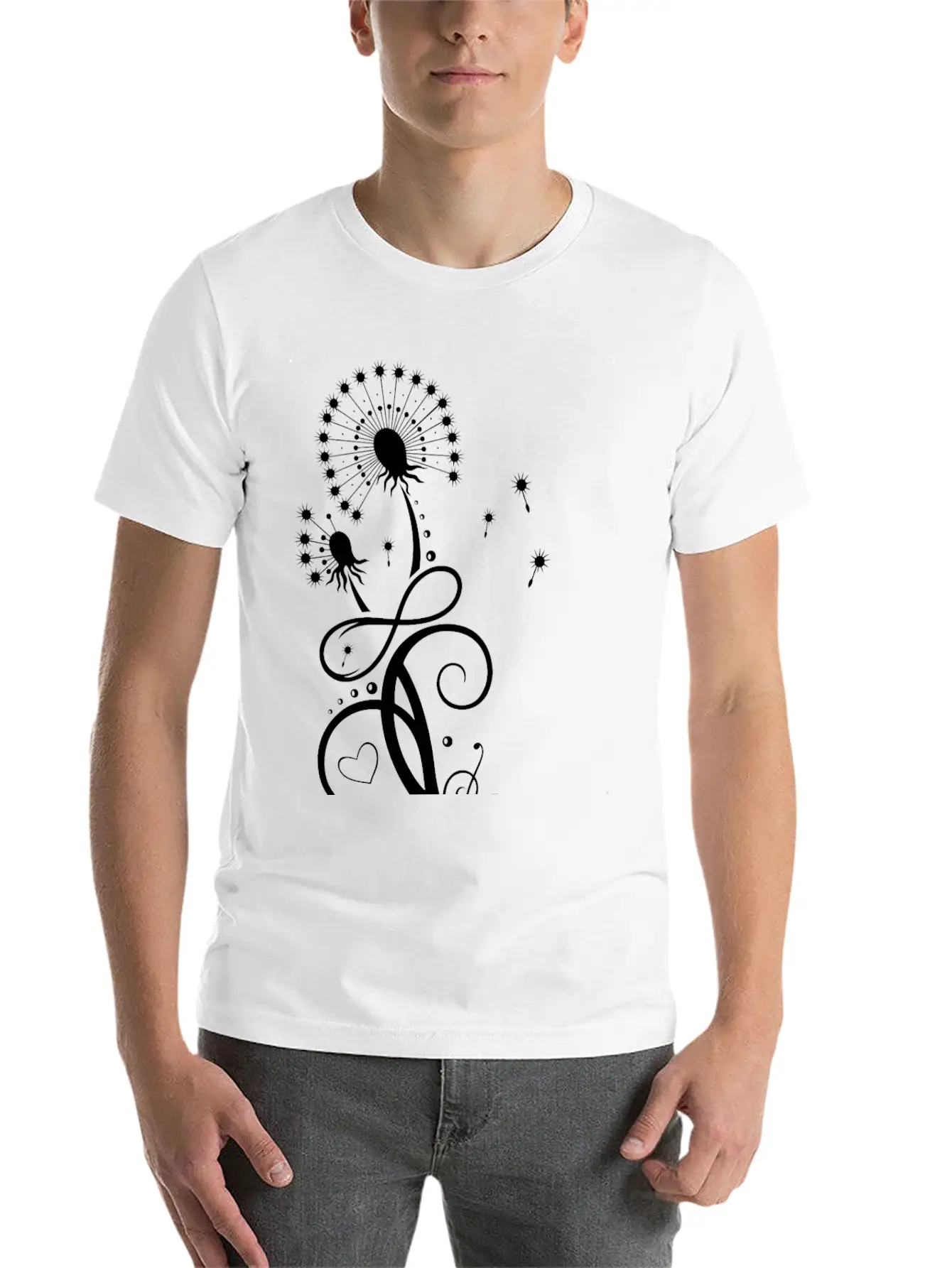 Dandelion With Infinity Symbol Casual Graphic T-Shirt – Simple And Comfortable Daily Wear