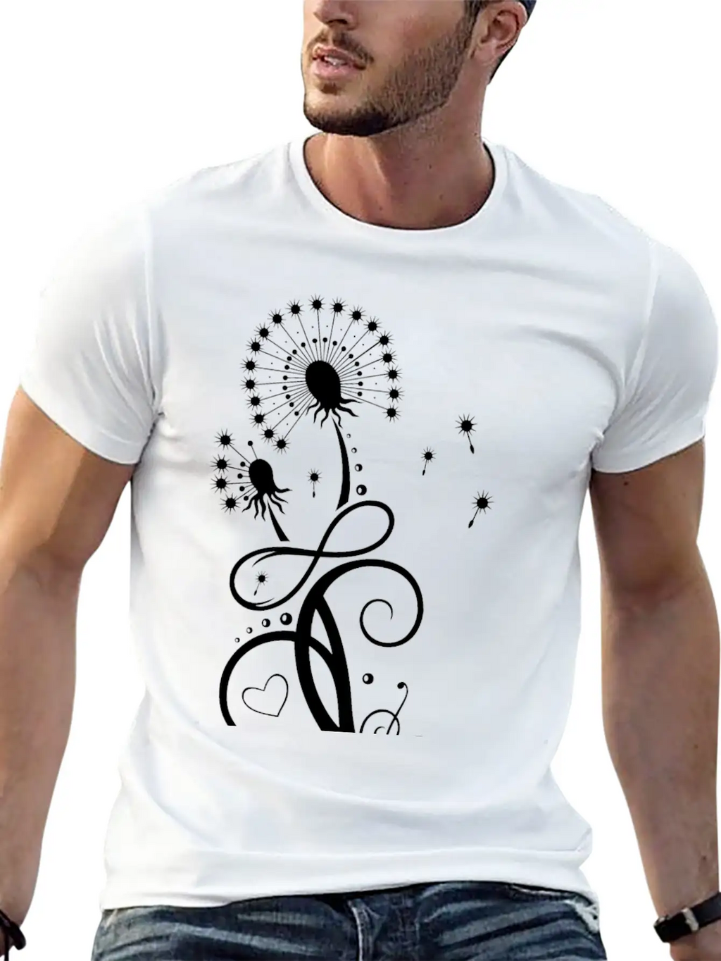 Dandelion With Infinity Symbol Casual Graphic T-Shirt – Simple And Comfortable Daily Wear