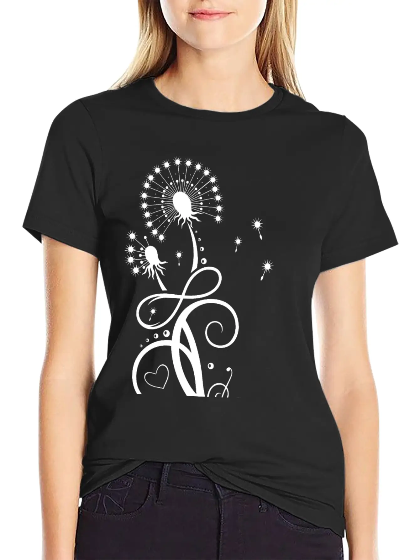 Dandelion With Infinity Symbol Casual Graphic T-Shirt – Simple And Comfortable Daily Wear