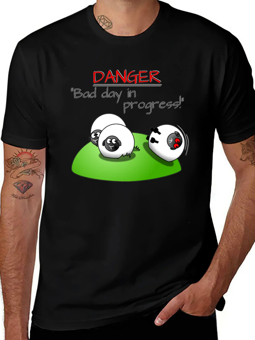 DANGER BAD DAY IN PROGRESS Sheep Rolls Meadow Unisex Casual T-Shirt – Clean Design For Daily Comfort