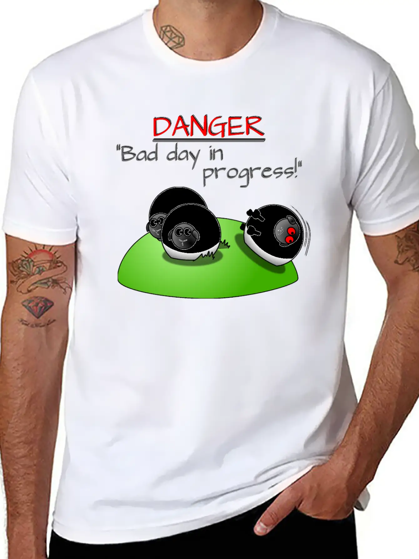 DANGER BAD DAY IN PROGRESS Sheep Rolls Meadow Unisex Casual T-Shirt – Clean Design For Daily Comfort