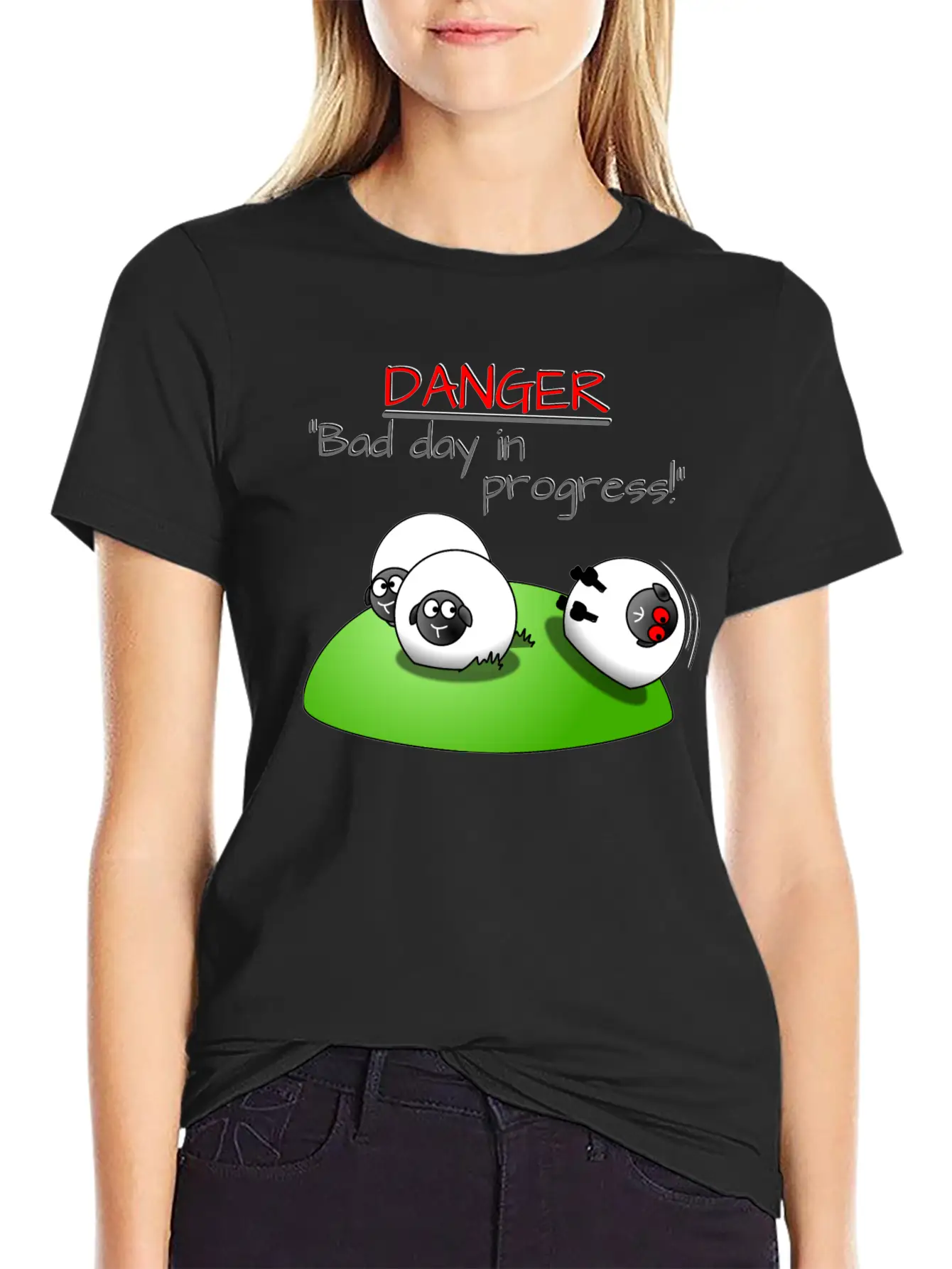 DANGER BAD DAY IN PROGRESS Sheep Rolls Meadow Unisex Casual T-Shirt – Clean Design For Daily Comfort