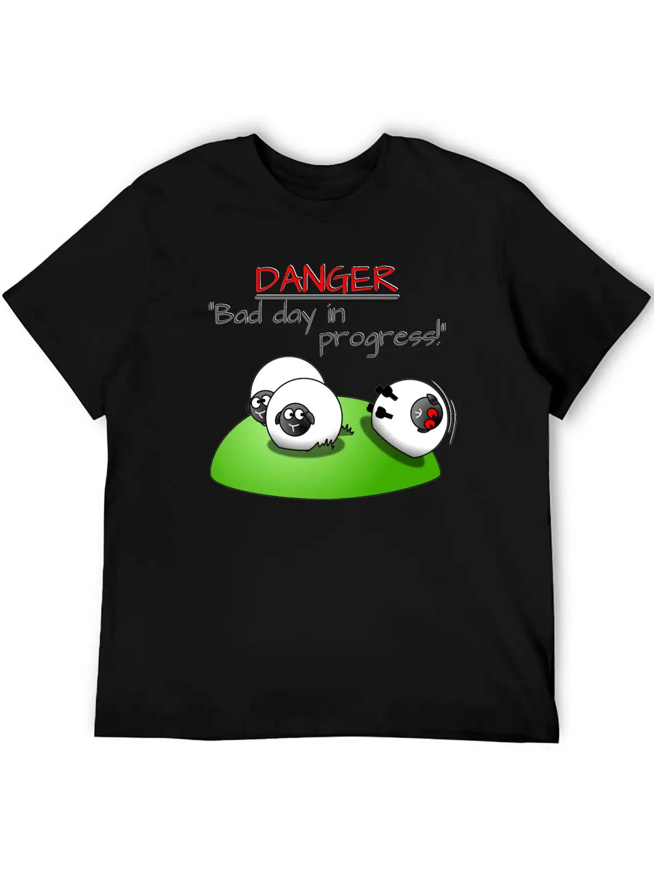 DANGER BAD DAY IN PROGRESS Sheep Rolls Meadow Unisex Casual T-Shirt – Clean Design For Daily Comfort