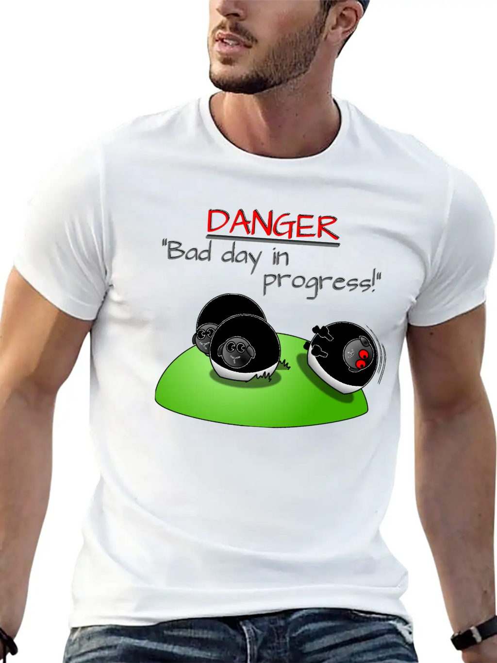 DANGER BAD DAY IN PROGRESS Sheep Rolls Meadow Unisex Casual T-Shirt – Clean Design For Daily Comfort