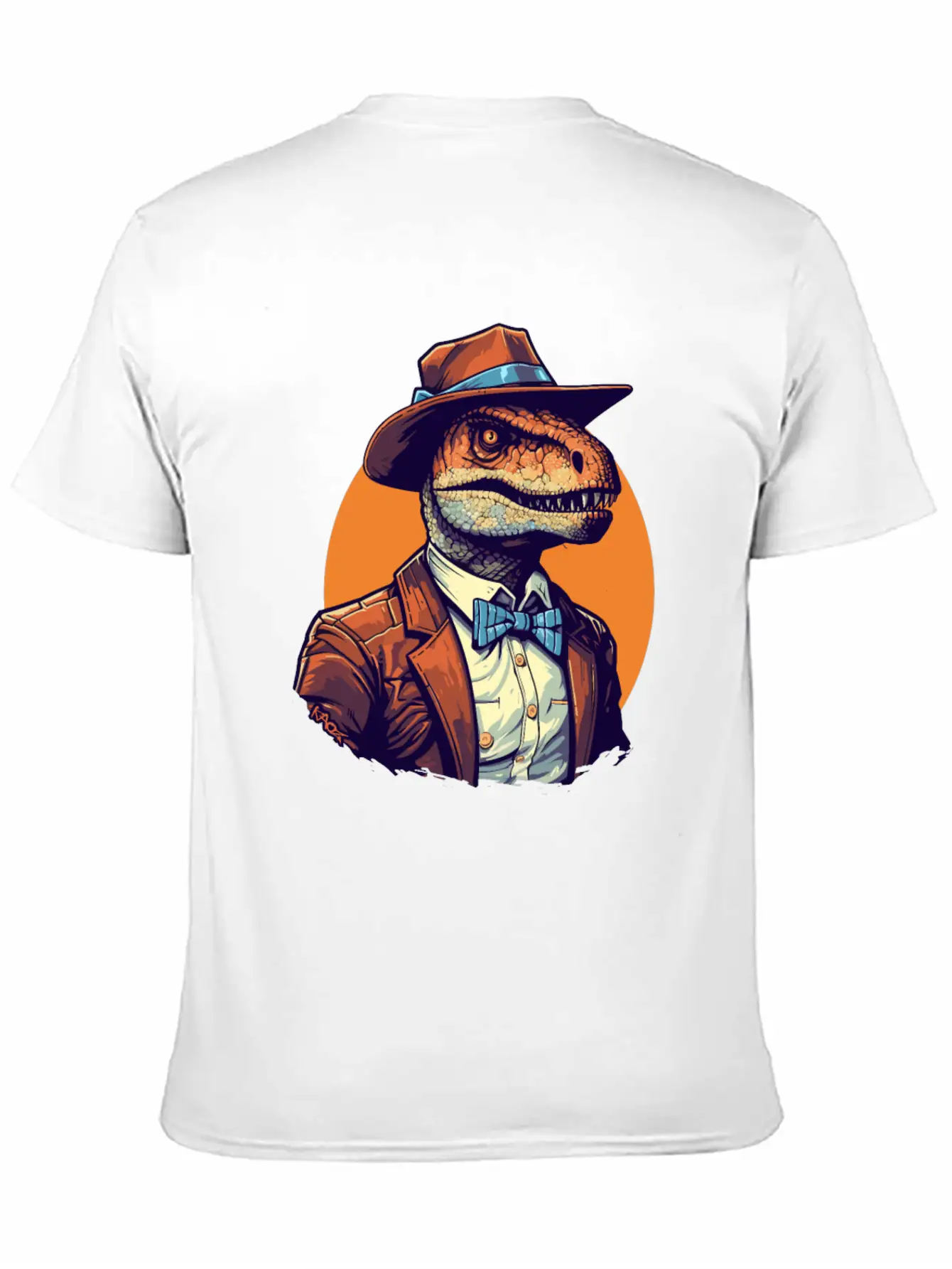 Dapper Raptor: Dinosaur In Suit And Tie Unisex Short Sleeve Soft Cotton T-Shirt – Casual Everyday Wear