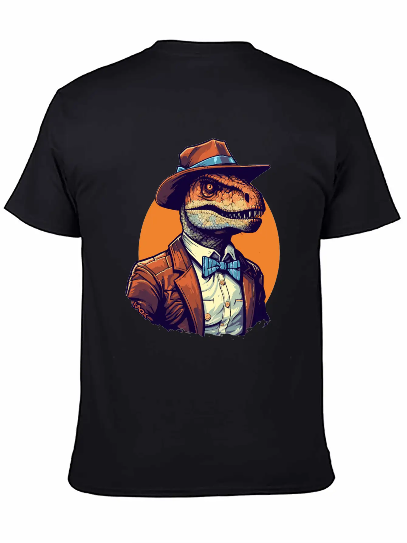 Dapper Raptor: Dinosaur In Suit And Tie Unisex Short Sleeve Soft Cotton T-Shirt – Casual Everyday Wear