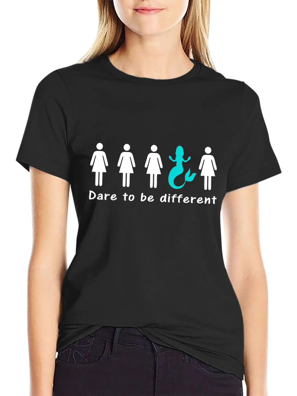 DARE TO BE DIFFERENT Mermaid Funny Cartoon Unisex Casual T-Shirt – Clean Design For Daily Comfort