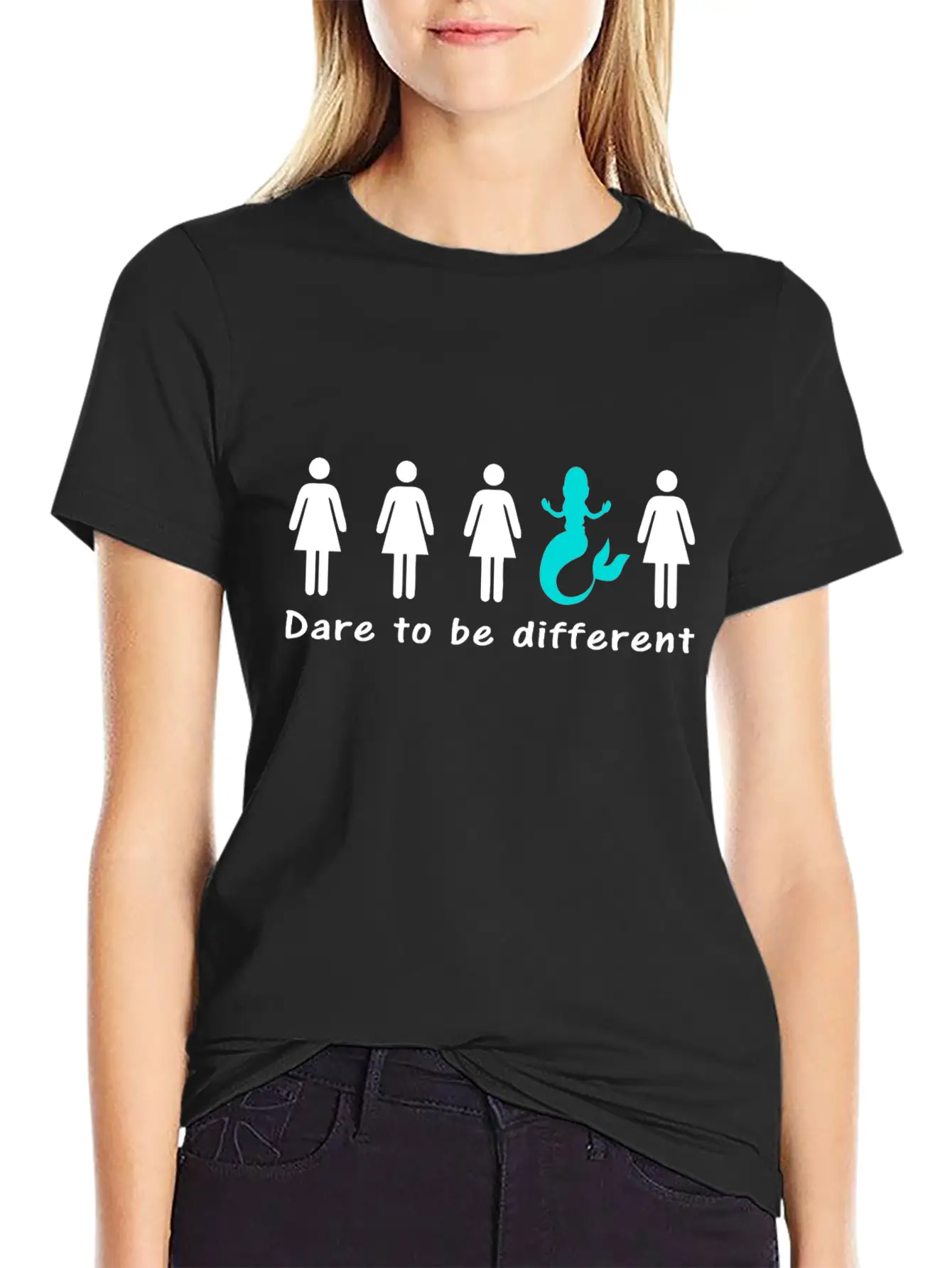 DARE TO BE DIFFERENT Mermaid Funny Cartoon Unisex Casual T-Shirt – Clean Design For Daily Comfort
