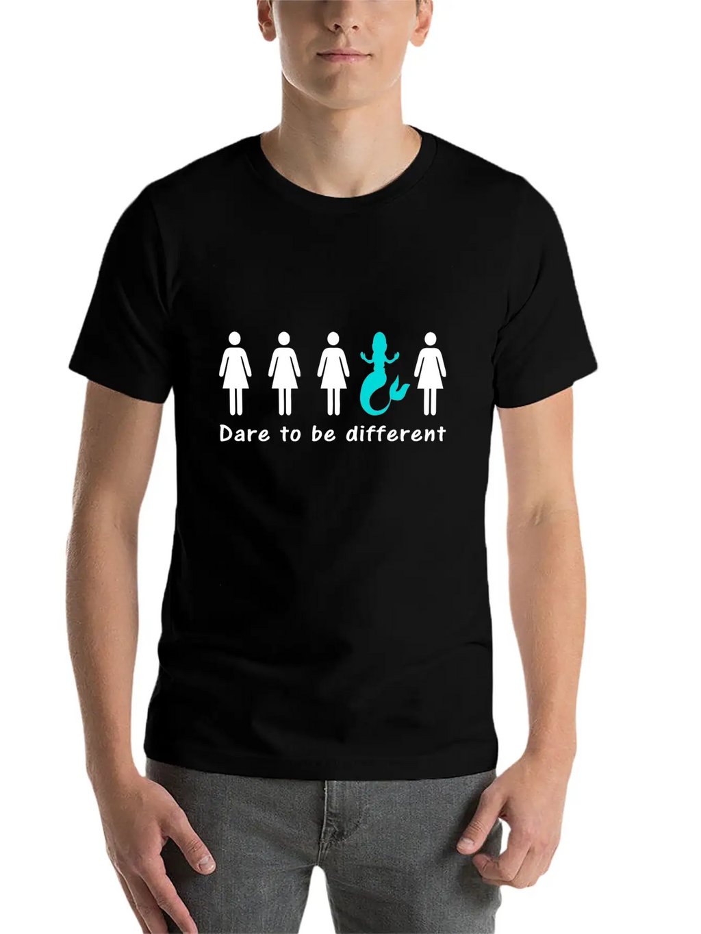 DARE TO BE DIFFERENT Mermaid Funny Cartoon Unisex Casual T-Shirt – Clean Design For Daily Comfort