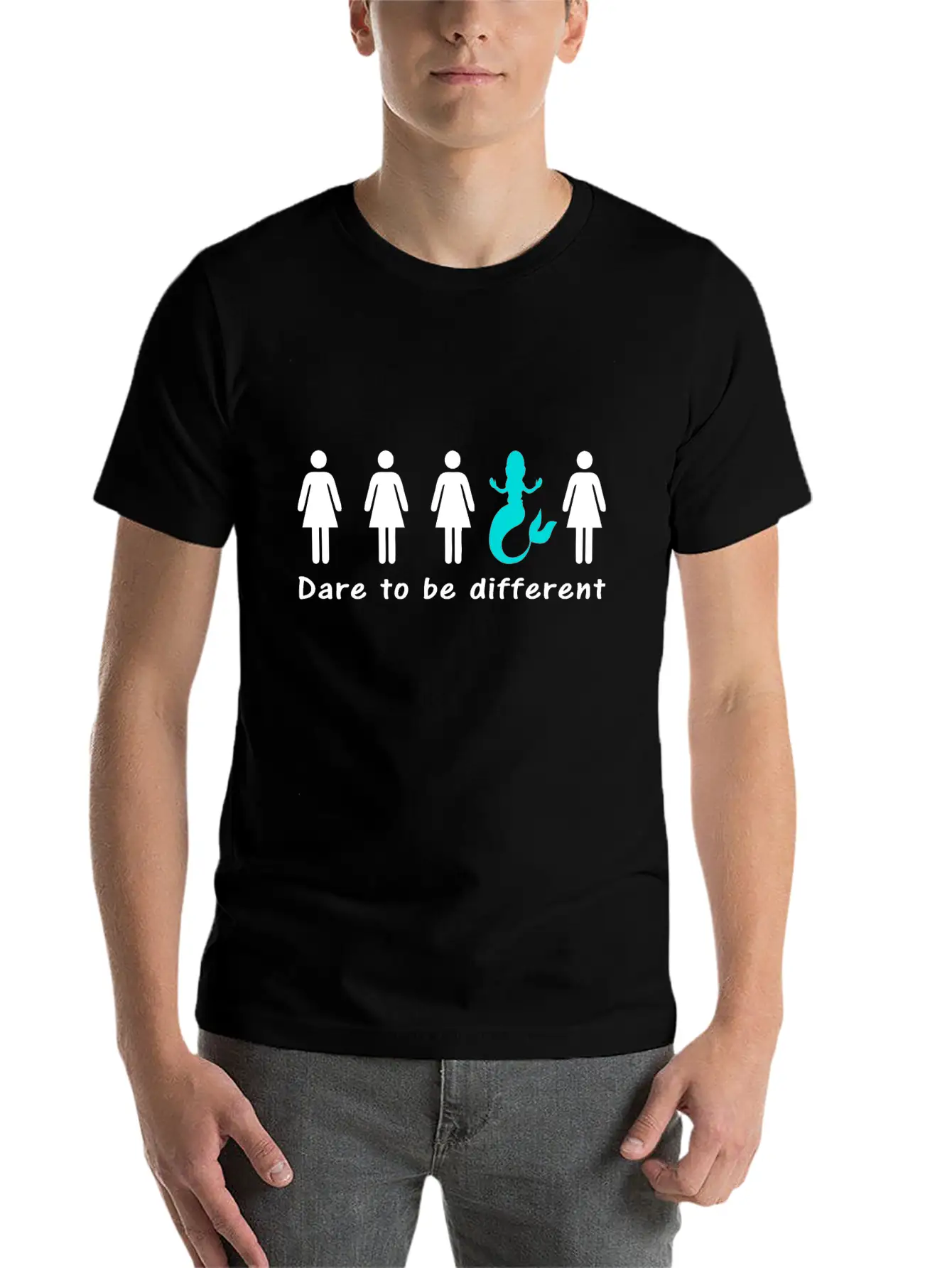DARE TO BE DIFFERENT Mermaid Funny Cartoon Unisex Casual T-Shirt – Clean Design For Daily Comfort