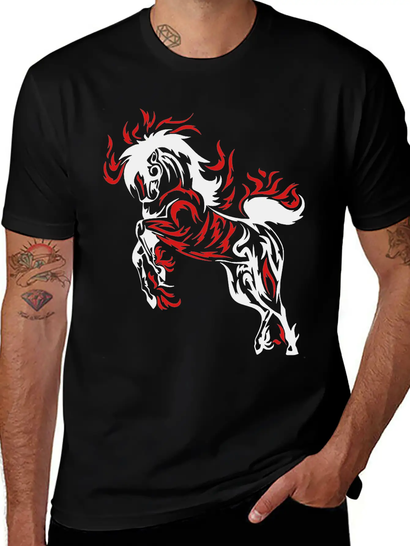 Darr Flame Horse Breathable Soft Cotton T-Shirt – Timeless Casual Look