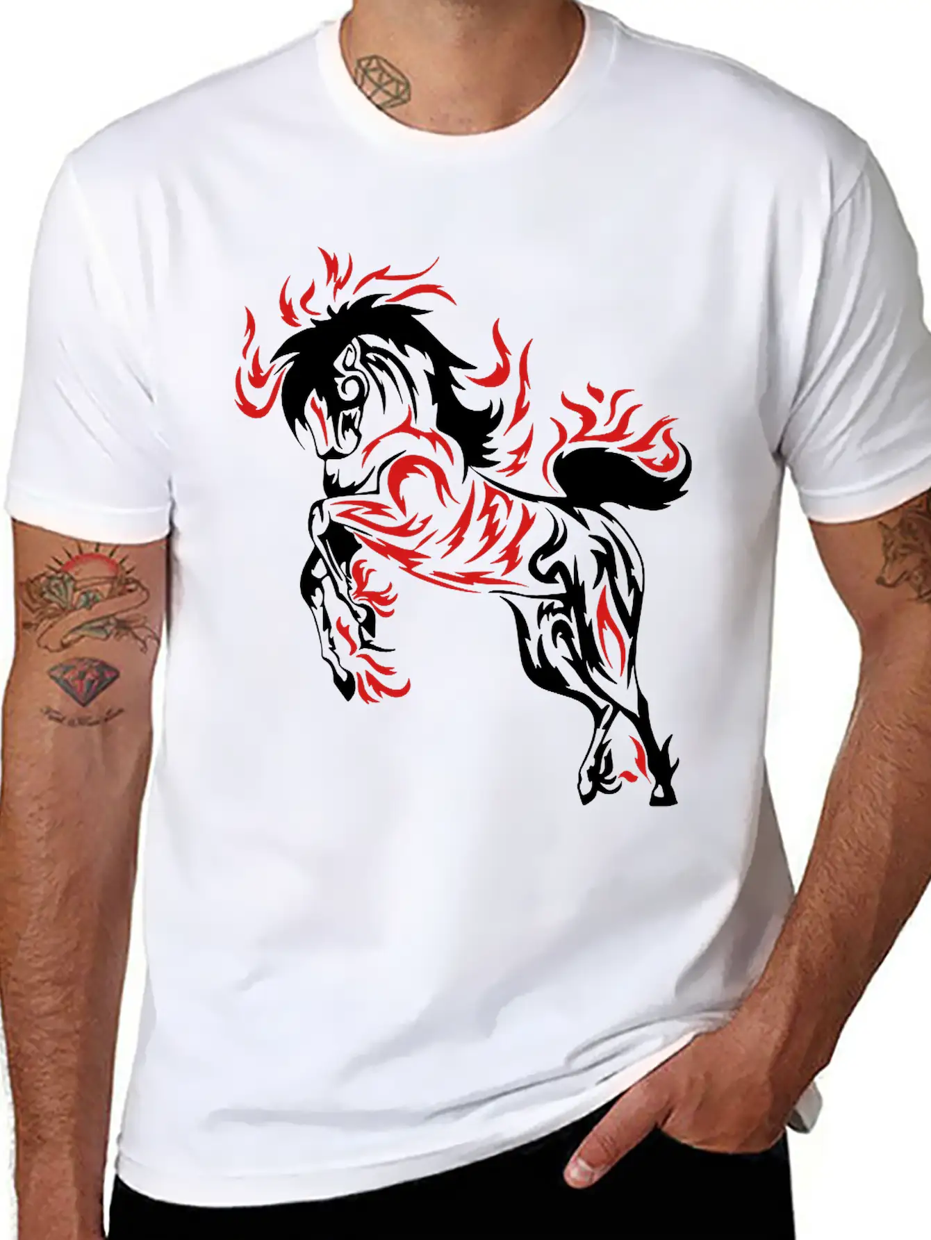 Darr Flame Horse Breathable Soft Cotton T-Shirt – Timeless Casual Look