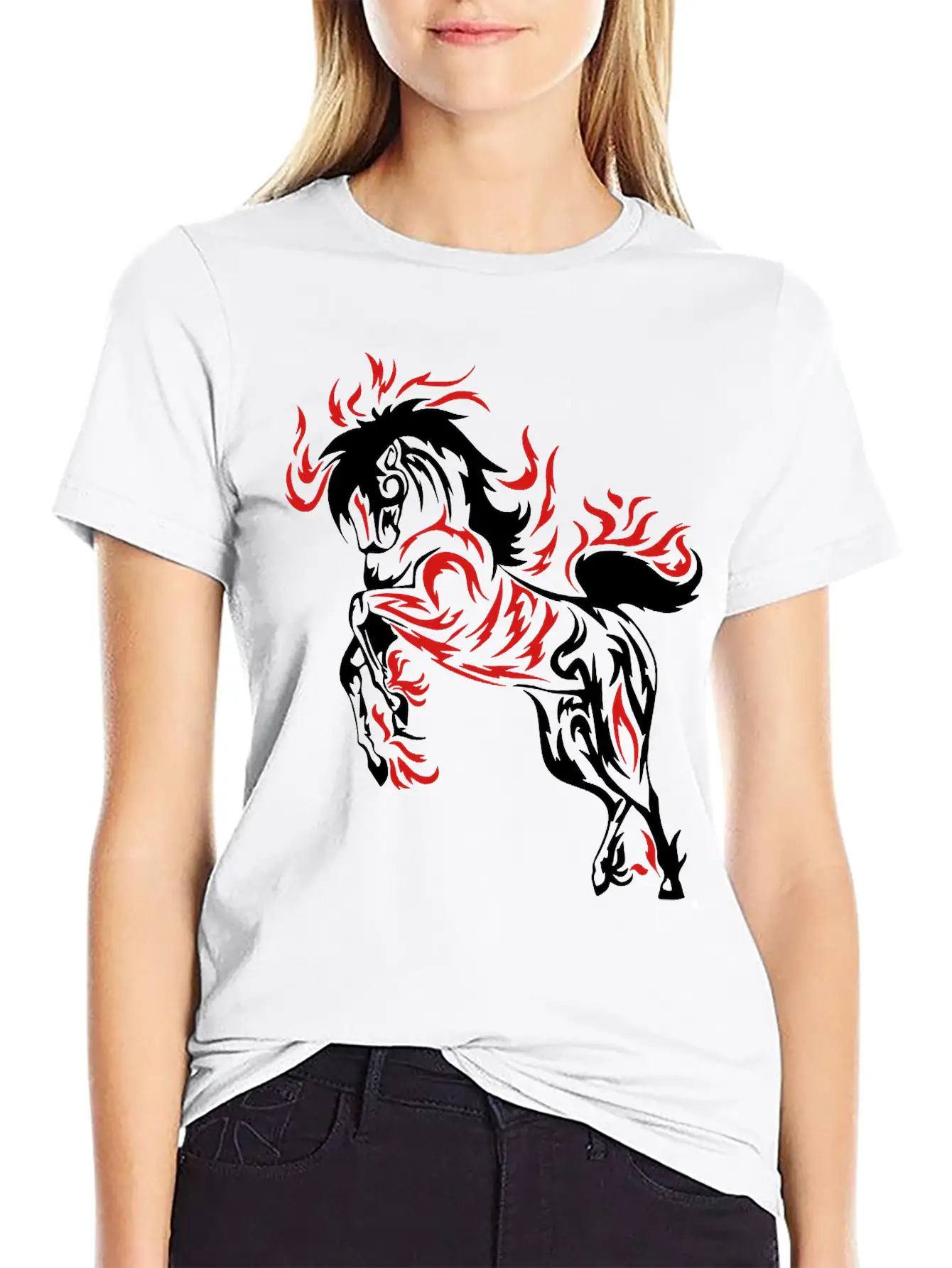 Darr Flame Horse Breathable Soft Cotton T-Shirt – Timeless Casual Look