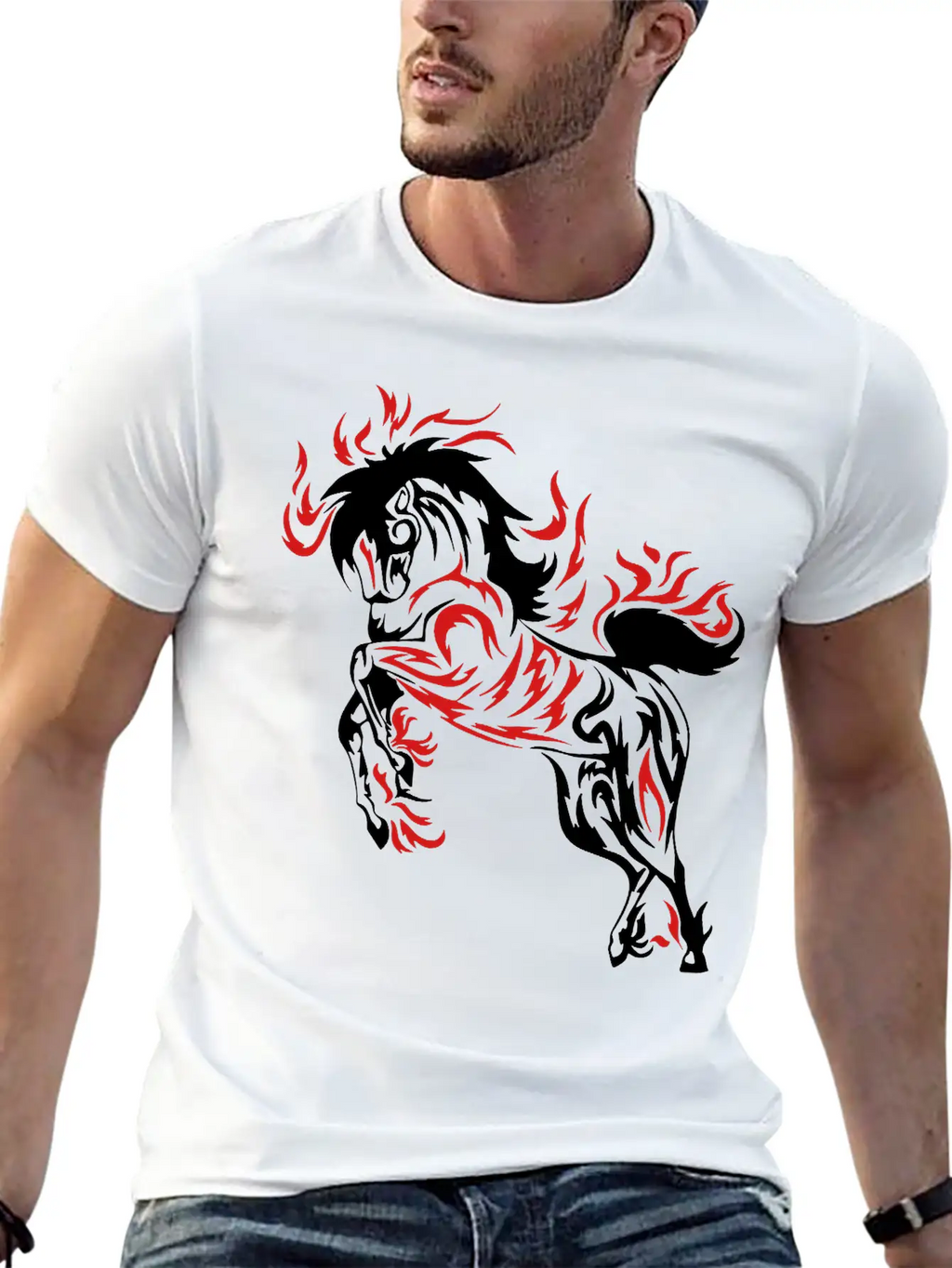 Darr Flame Horse Breathable Soft Cotton T-Shirt – Timeless Casual Look