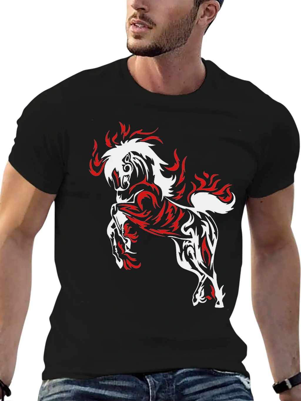 Darr Flame Horse Breathable Soft Cotton T-Shirt – Timeless Casual Look