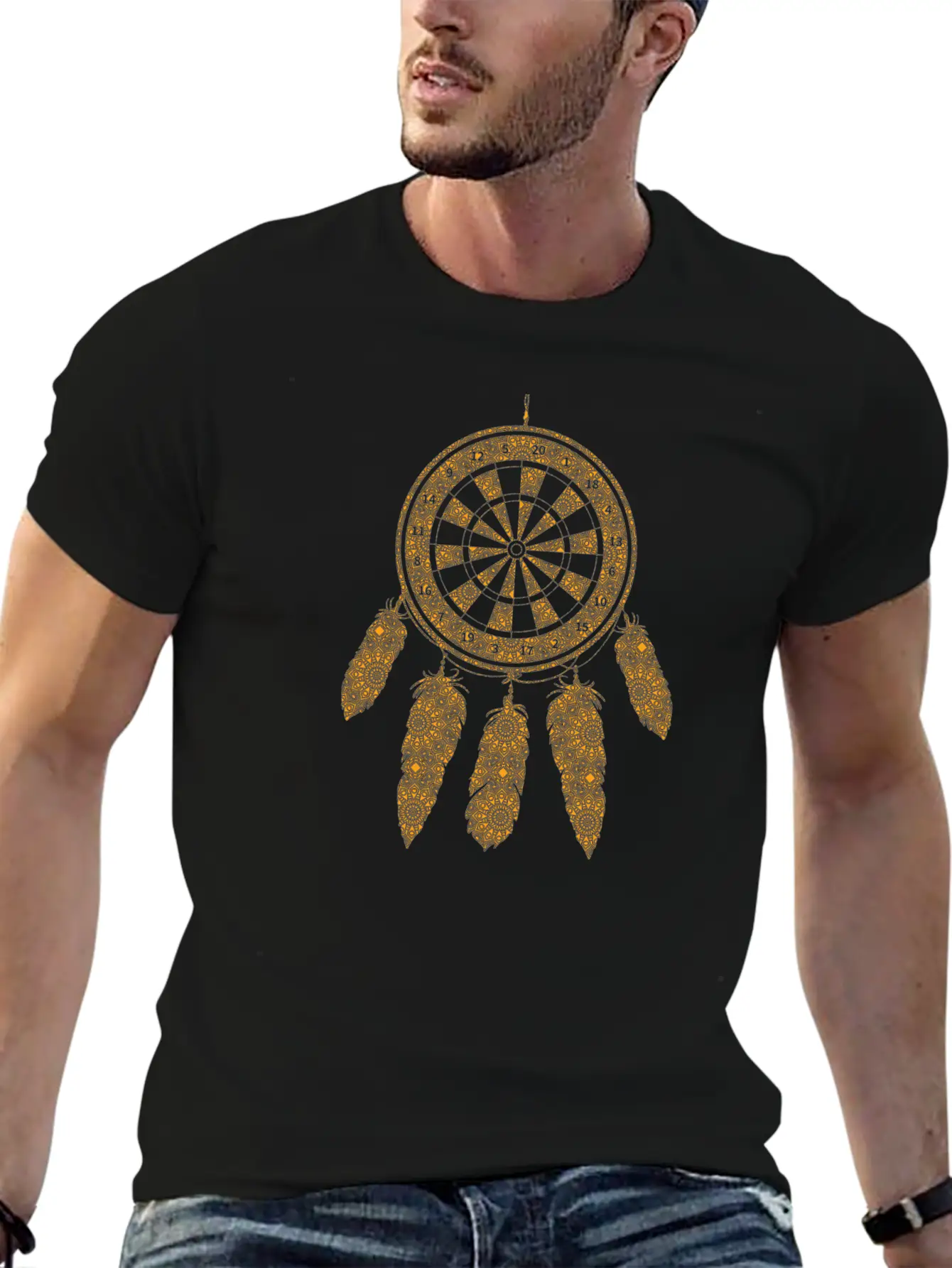 Dart Dreamcatcher Shaman Symbol Darts Players Unisex Casual T-Shirt – Clean Design For Daily Comfort
