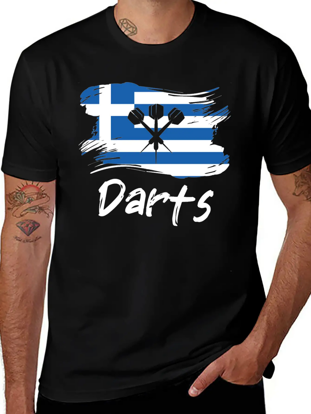 Darts Greek Flag Dart Throwing Greece Country Dart Breathable Soft Cotton T-Shirt – Timeless Casual Look