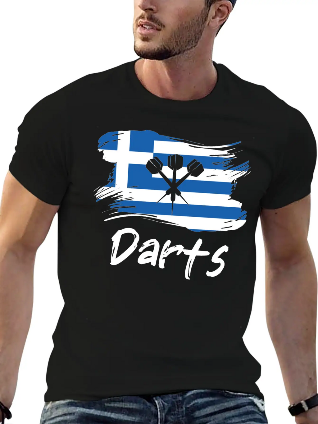 Darts Greek Flag Dart Throwing Greece Country Dart Breathable Soft Cotton T-Shirt – Timeless Casual Look