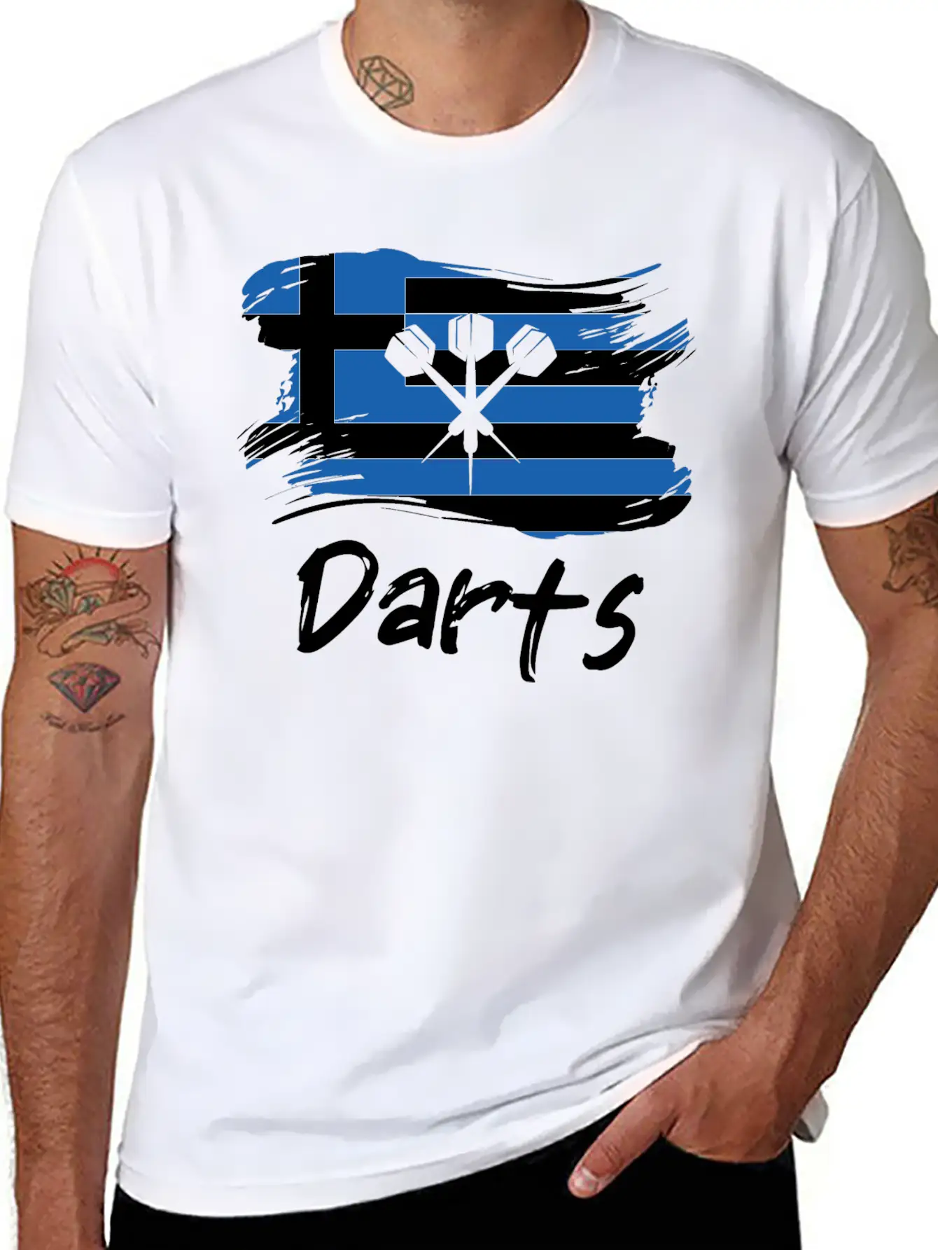 Darts Greek Flag Dart Throwing Greece Country Dart Breathable Soft Cotton T-Shirt – Timeless Casual Look