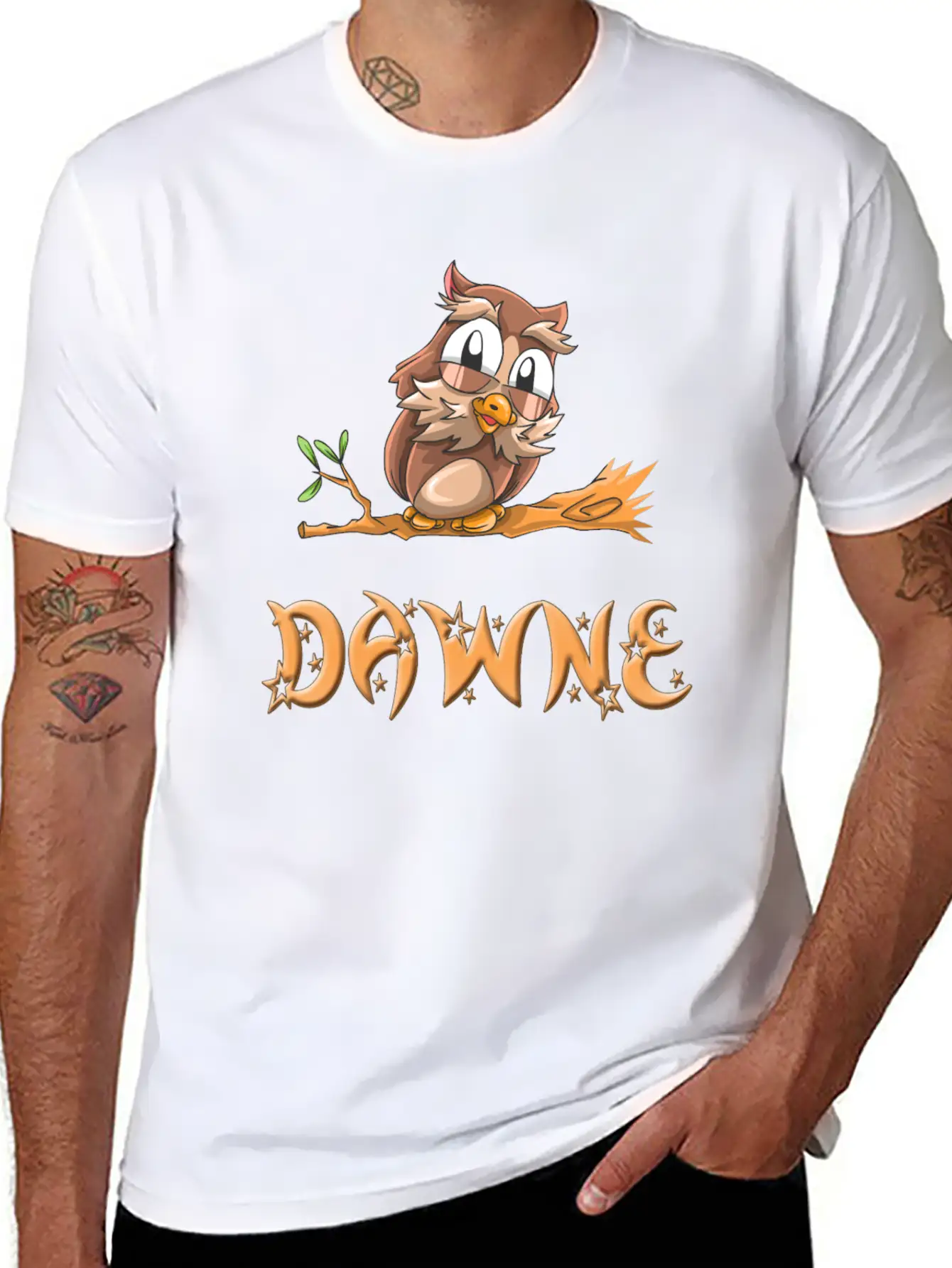 Dawne Owl Essential Cotton Tee For Daily Outfits – Unisex Style
