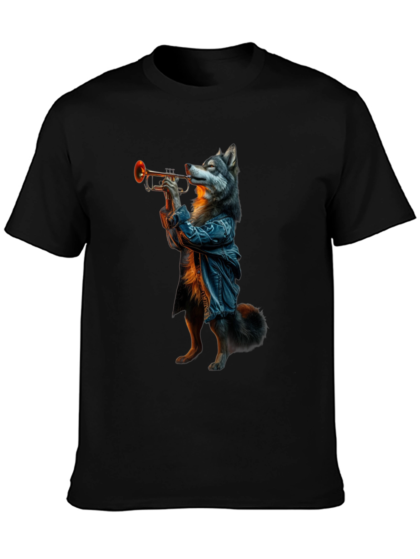 Wolf Trumpet Player Graphic Tee
