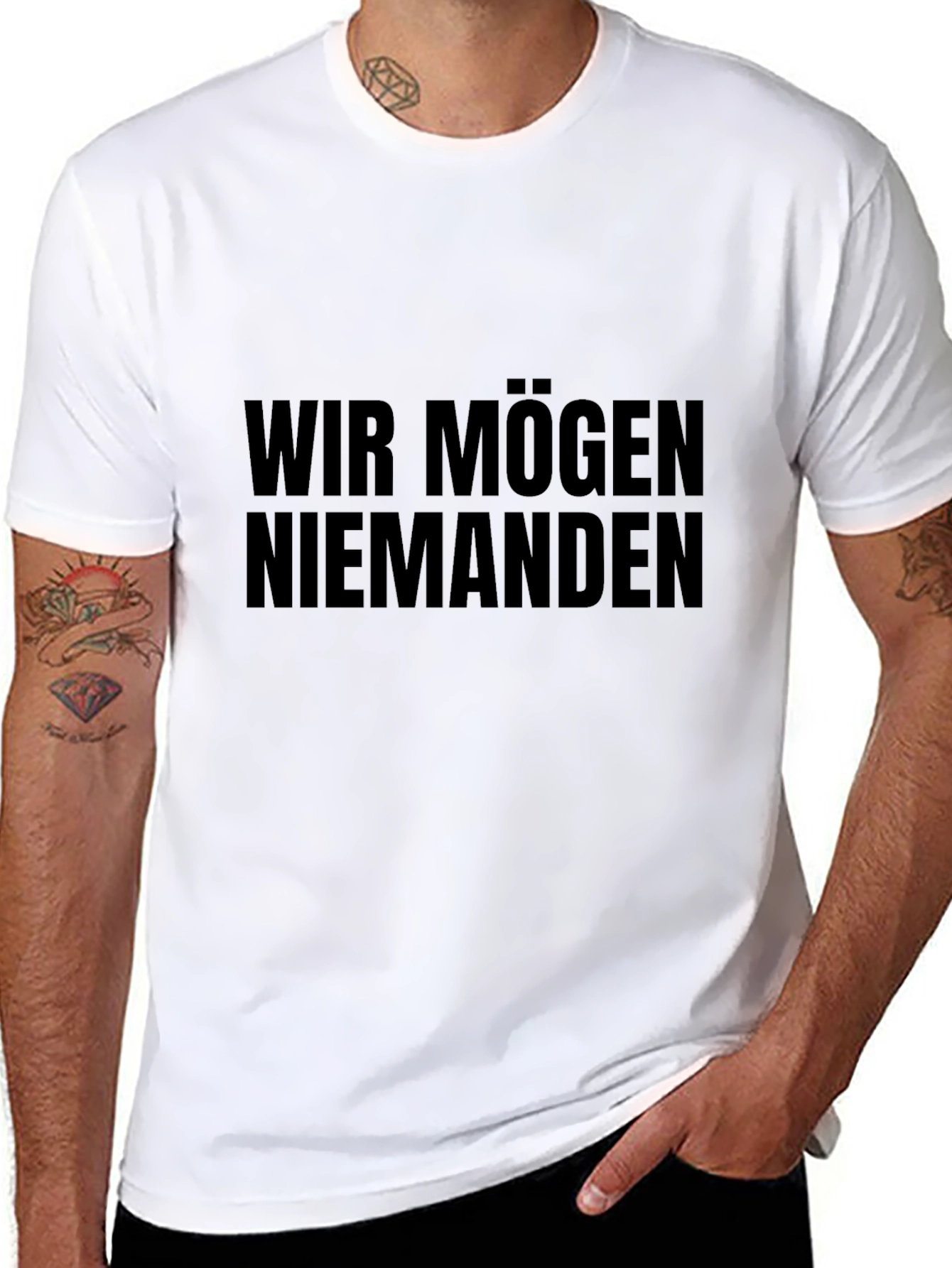 Wir Mögen Niemanden Black Graphic Tee - Unisex