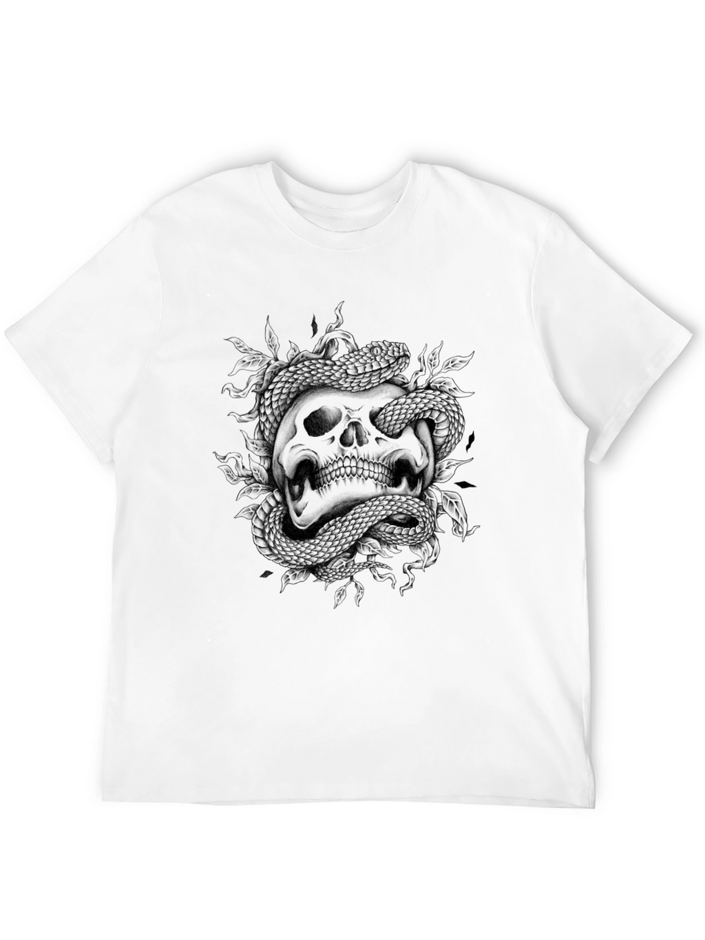 Skull and Snake Graphic Print T-Shirt