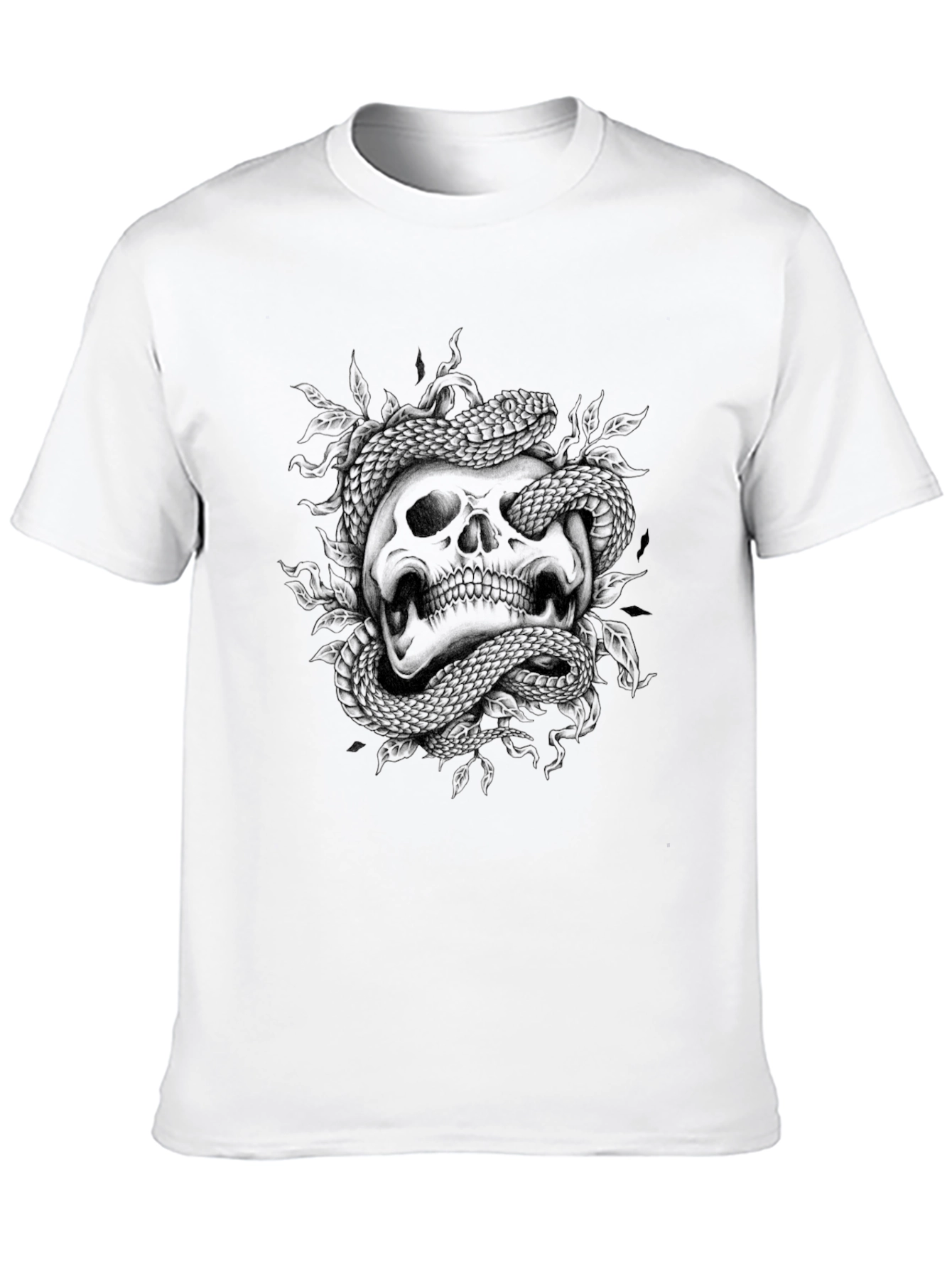 Skull and Snake Graphic Print T-Shirt