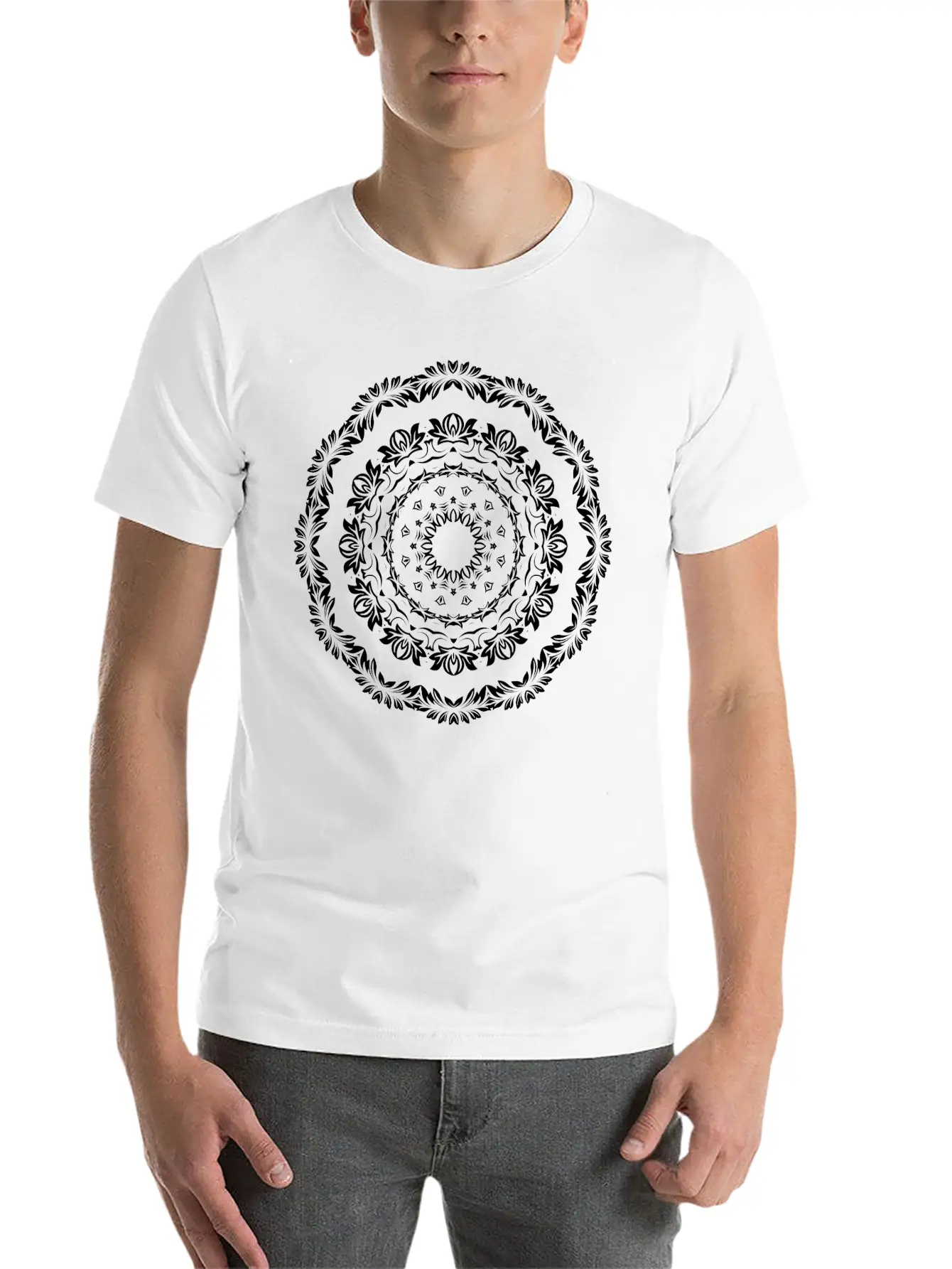 Decorative Ornamental Floral Flourish Design 22 Unisex Casual T-Shirt – Clean Design For Daily Comfort