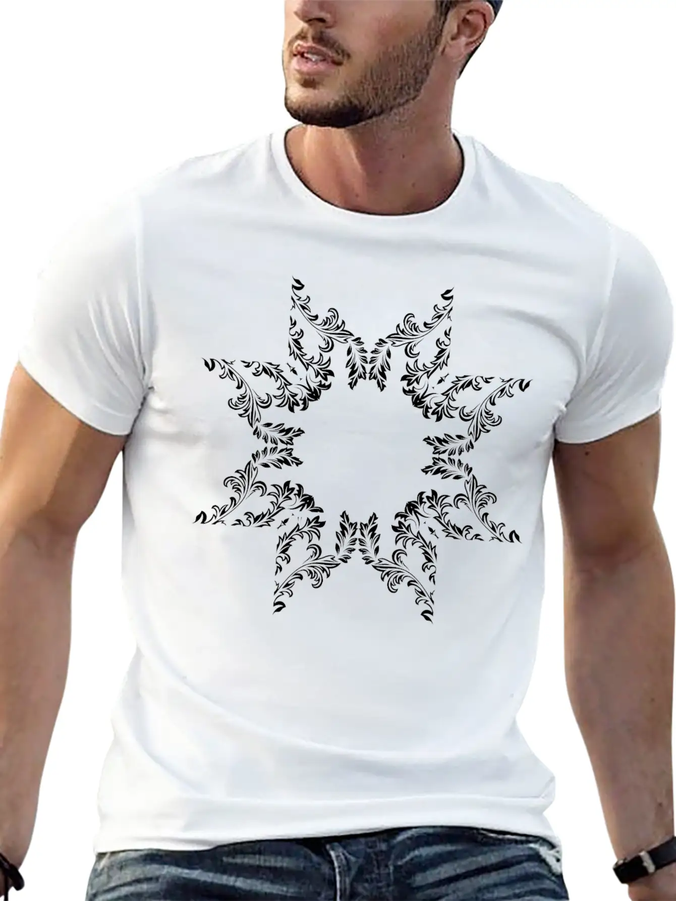 Decorative Ornamental Floral Flourish Design 26 Essential Cotton Tee For Daily Outfits – Unisex Style