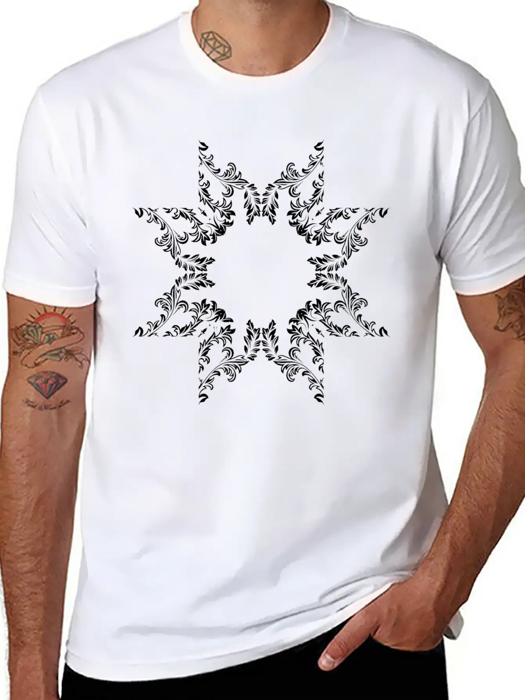 Decorative Ornamental Floral Flourish Design 26 Essential Cotton Tee For Daily Outfits – Unisex Style