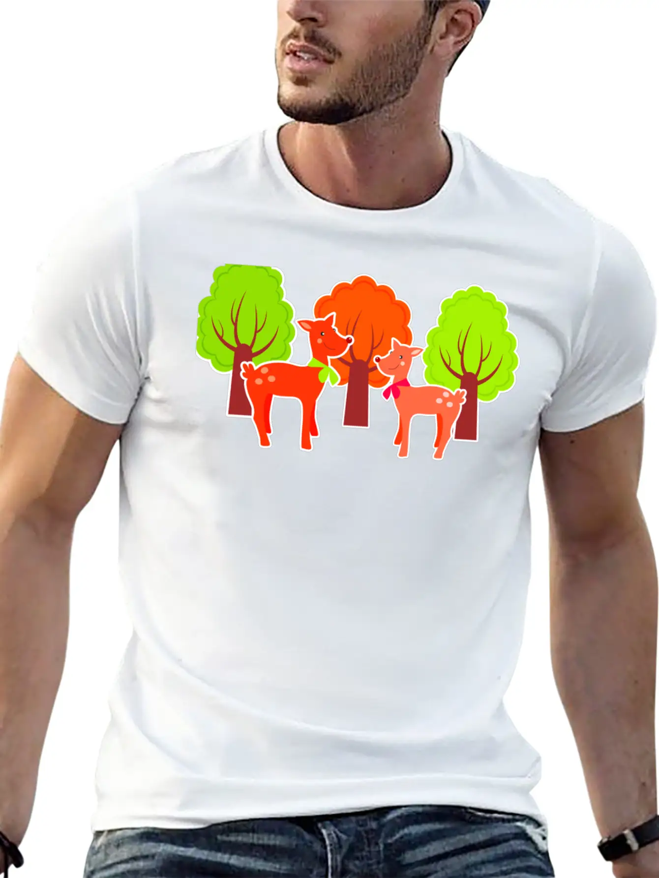 Deer Casual Graphic T-Shirt – Simple And Comfortable Daily Wear