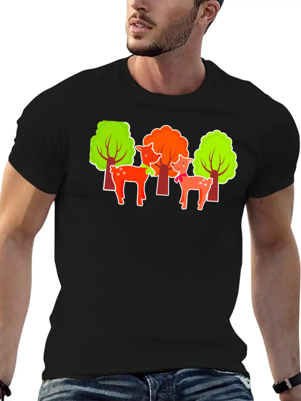 Deer Casual Graphic T-Shirt – Simple And Comfortable Daily Wear