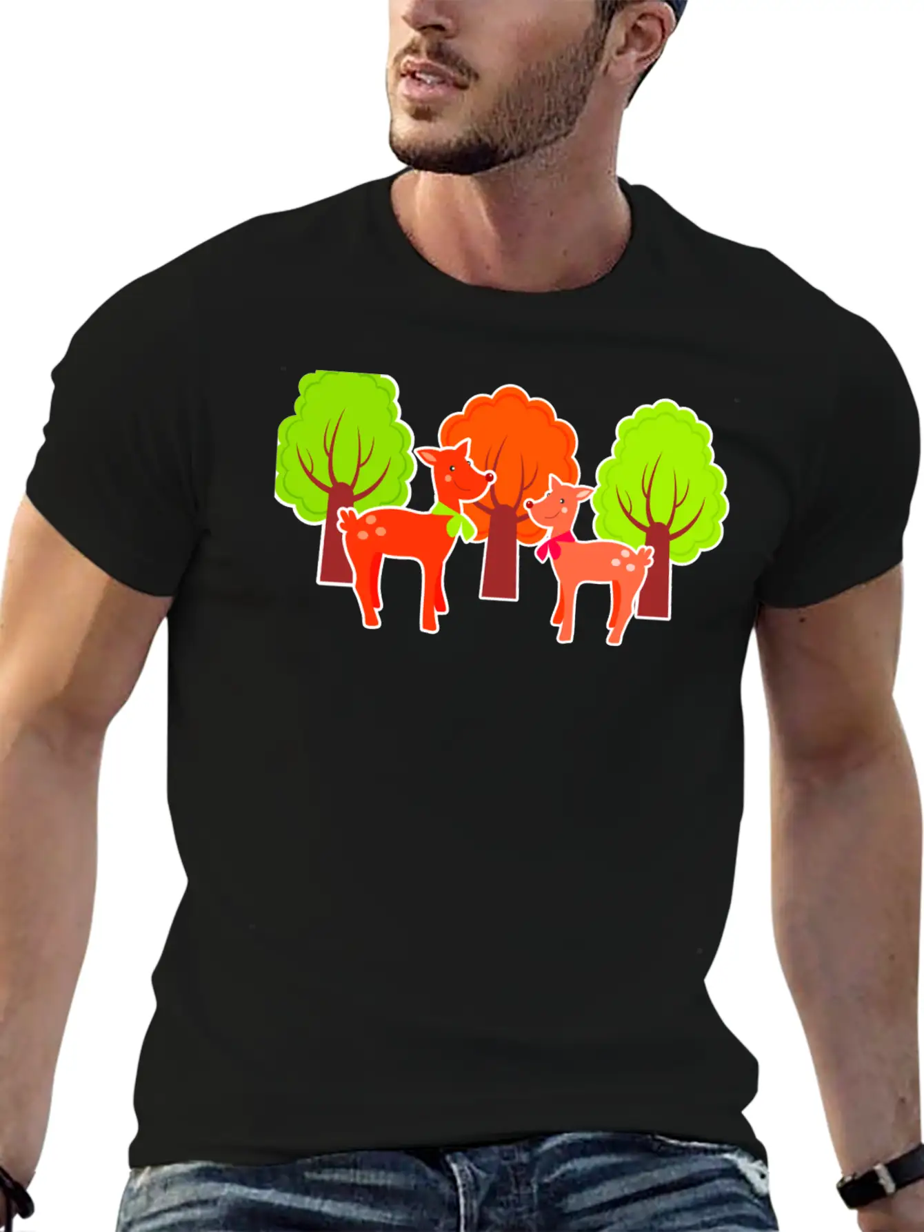 Deer Casual Graphic T-Shirt – Simple And Comfortable Daily Wear