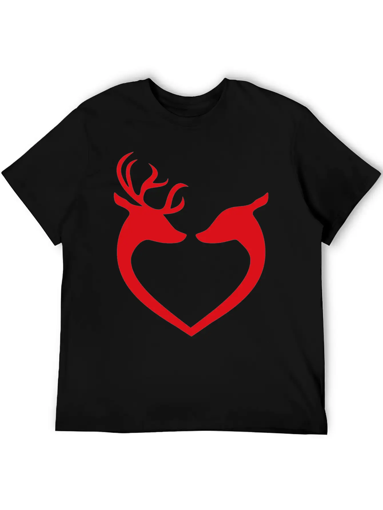 Deer Couple Heart Silhouette Unisex Casual T-Shirt – Clean Design For Daily Comfort