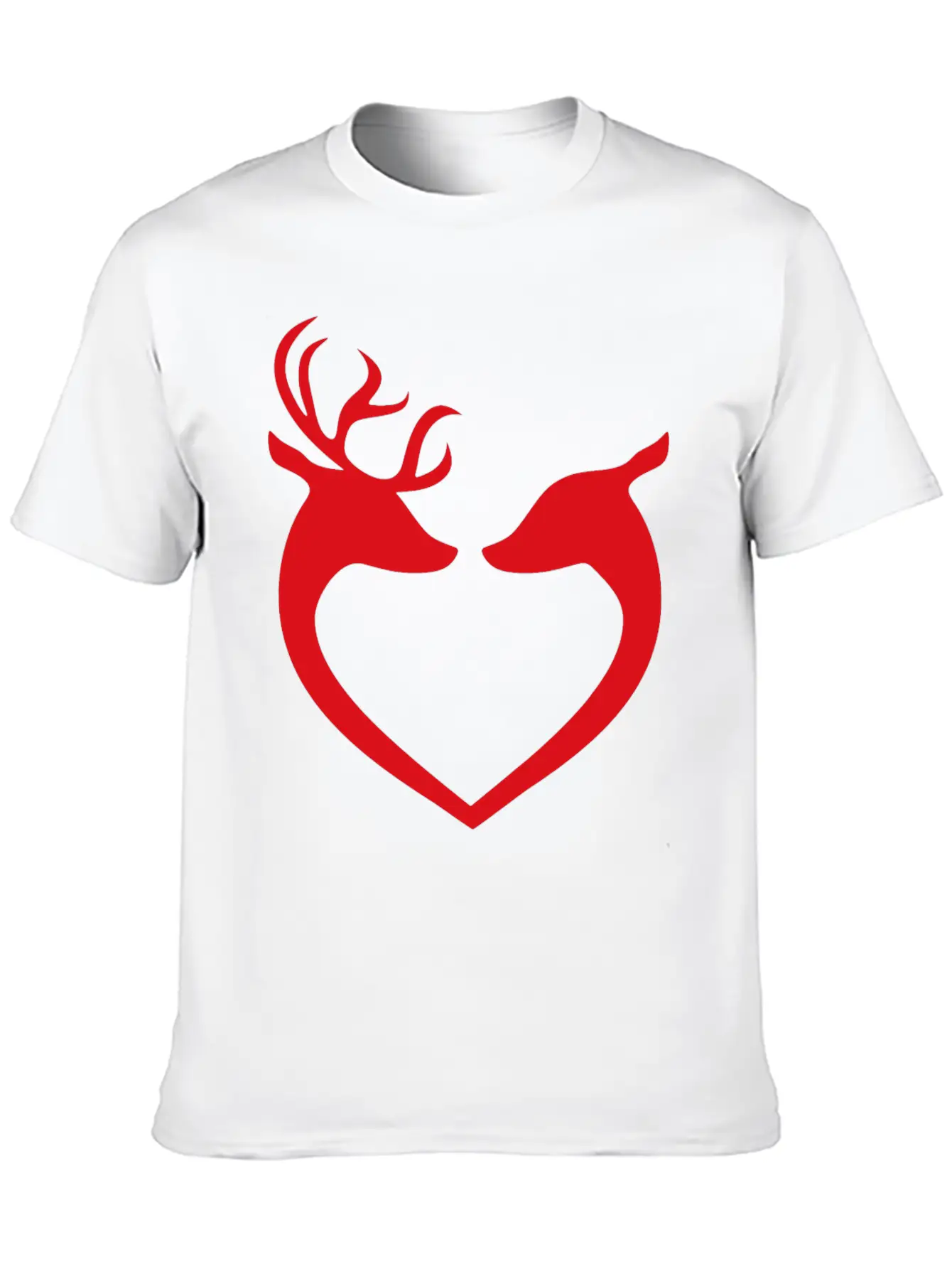 Deer Couple Heart Silhouette Unisex Casual T-Shirt – Clean Design For Daily Comfort