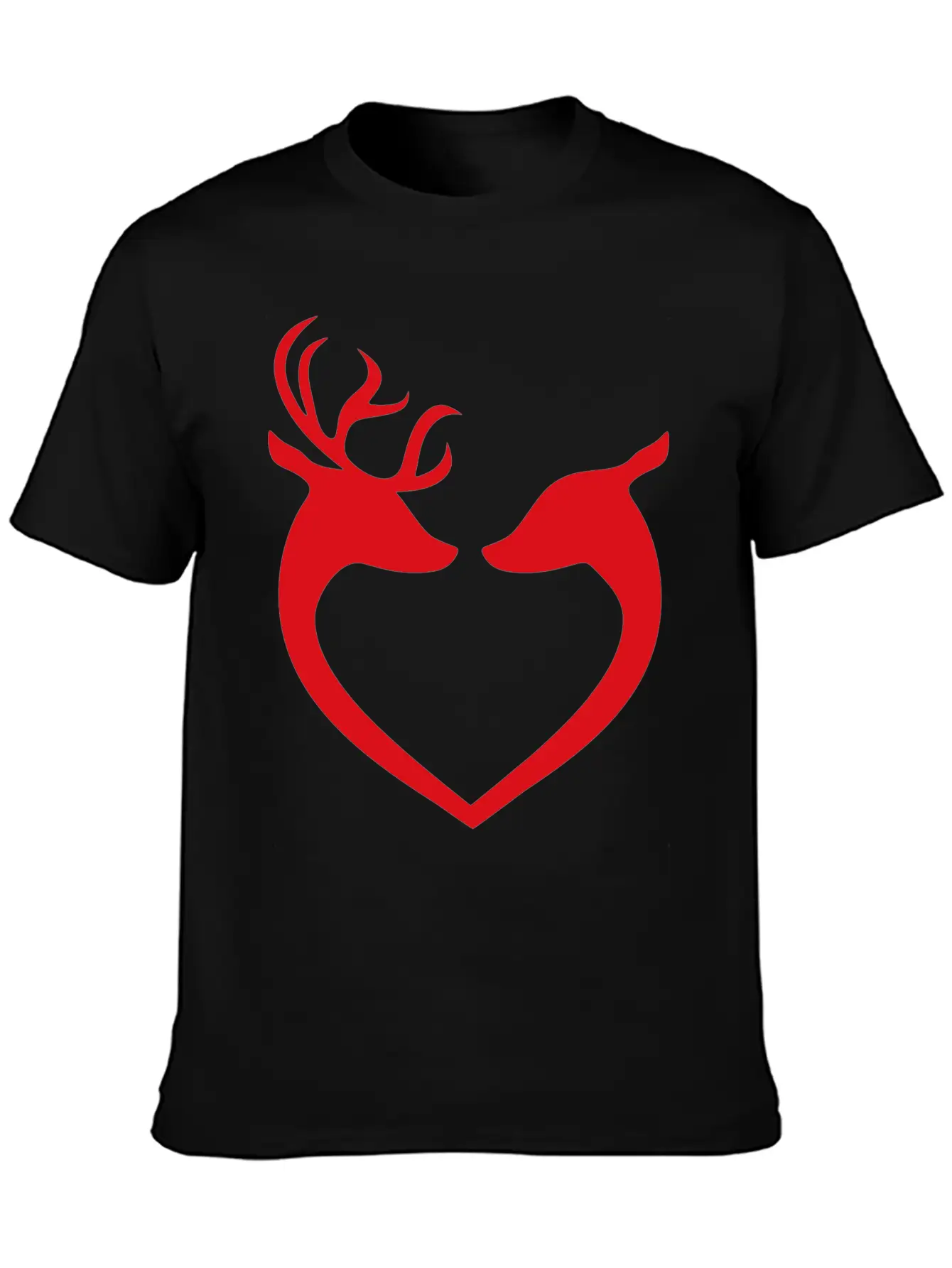 Deer Couple Heart Silhouette Unisex Casual T-Shirt – Clean Design For Daily Comfort