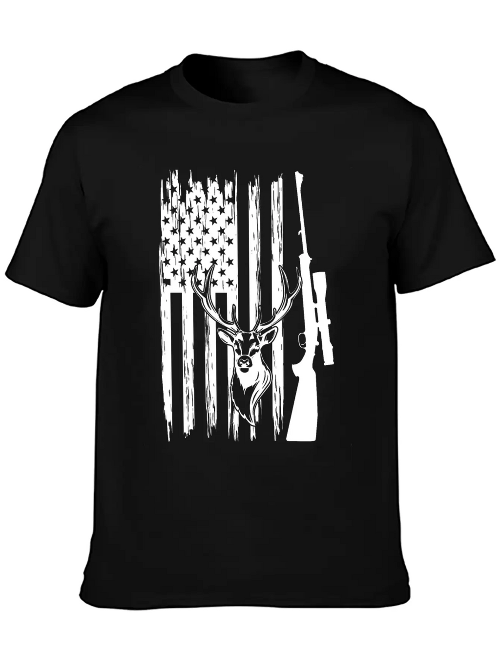 Deer Hunting Deer Head America Flag Deer Hunter Unisex Casual T-Shirt – Clean Design For Daily Comfort