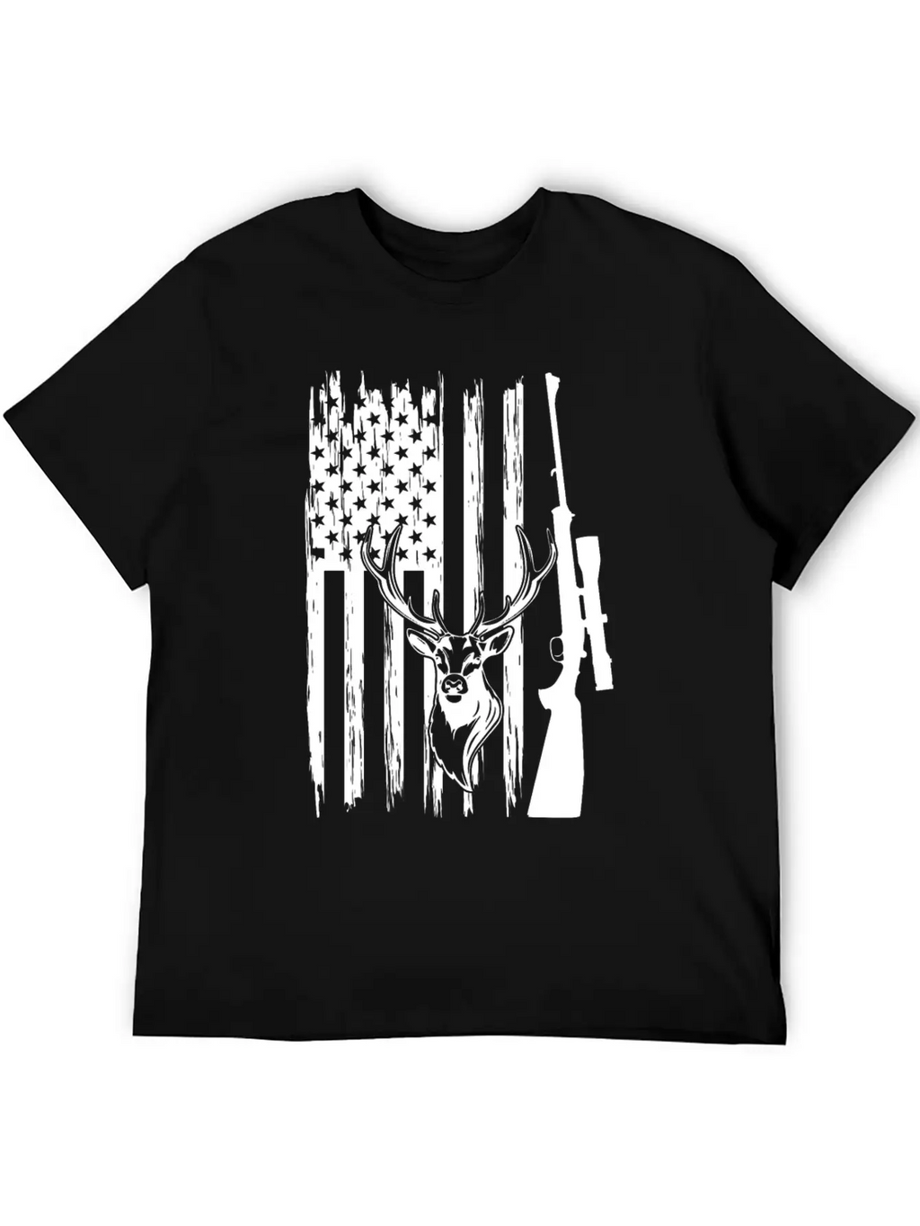 Deer Hunting Deer Head America Flag Deer Hunter Unisex Casual T-Shirt – Clean Design For Daily Comfort