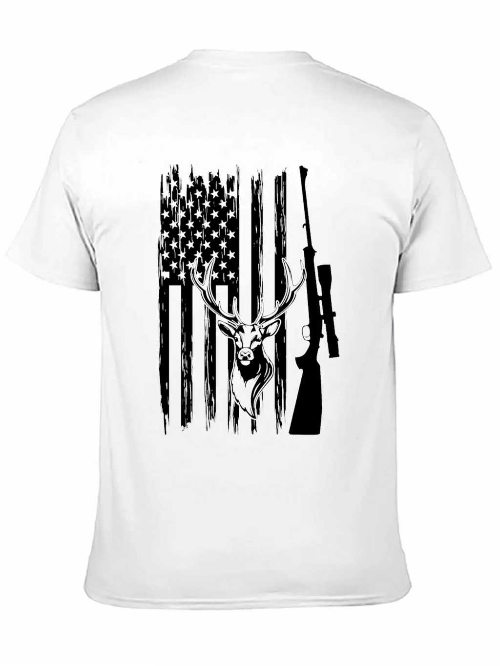 Deer Hunting Deer Head America Flag Deer Hunter Unisex Casual T-Shirt – Clean Design For Daily Comfort