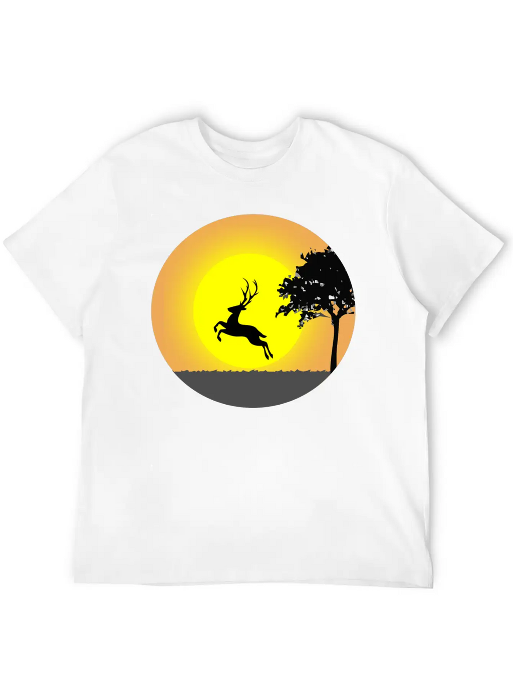 Deer Sunset Sun Unisex Short Sleeve Soft Cotton T-Shirt – Casual Everyday Wear